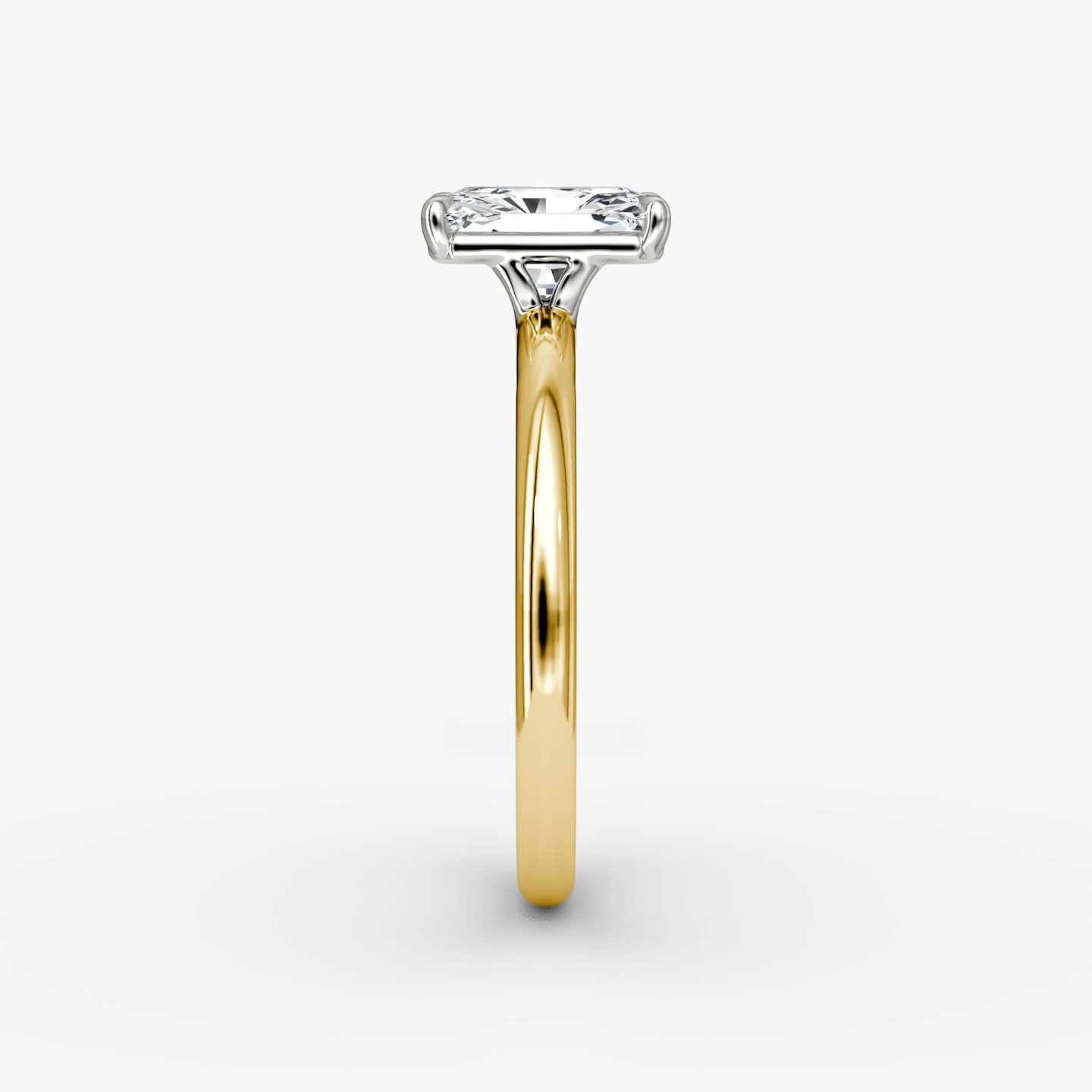 The Signature | Radiant | 18k | Yellow Gold and Platinum | bandAccent: Plain | bandWidth: large | hiddenHalo: no | diamondOrientation: vertical | caratWeight: other