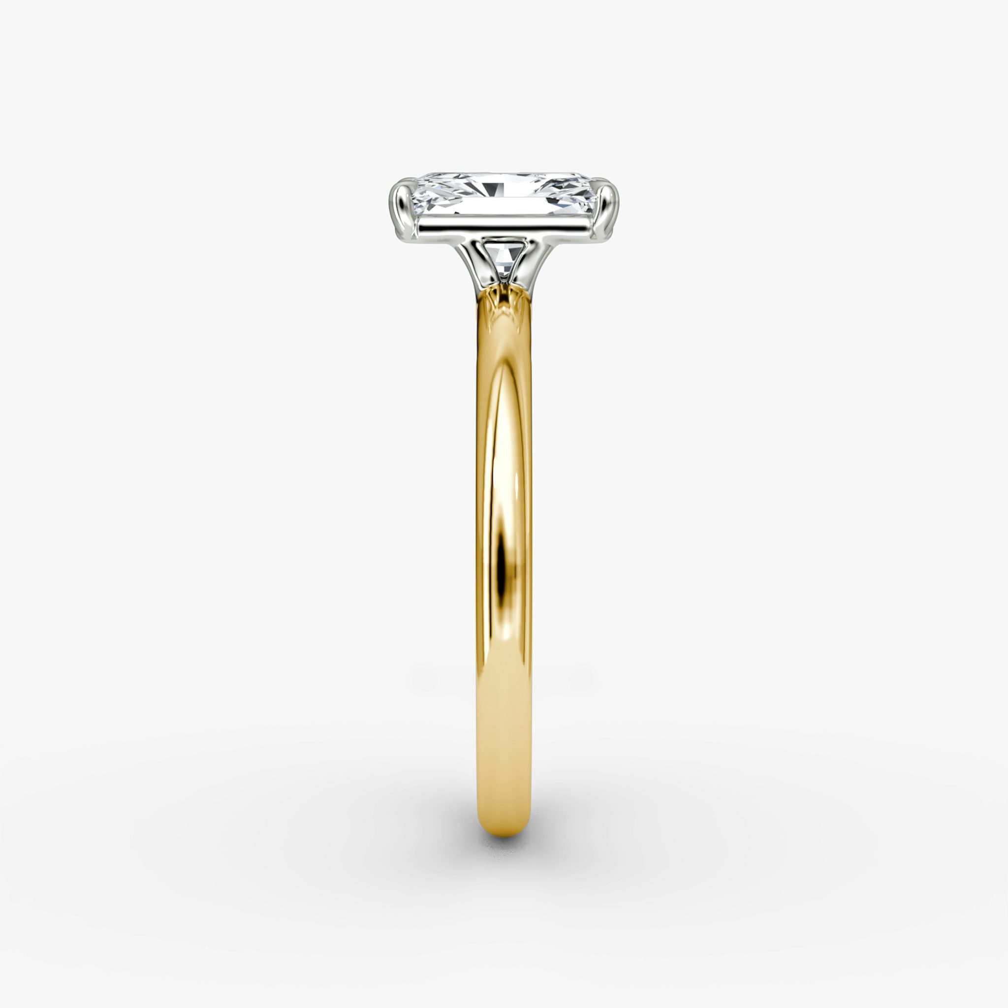 The Signature | Radiant | 18k | Yellow Gold and Platinum | bandAccent: Plain | bandWidth: large | hiddenHalo: no | diamondOrientation: vertical | caratWeight: other
