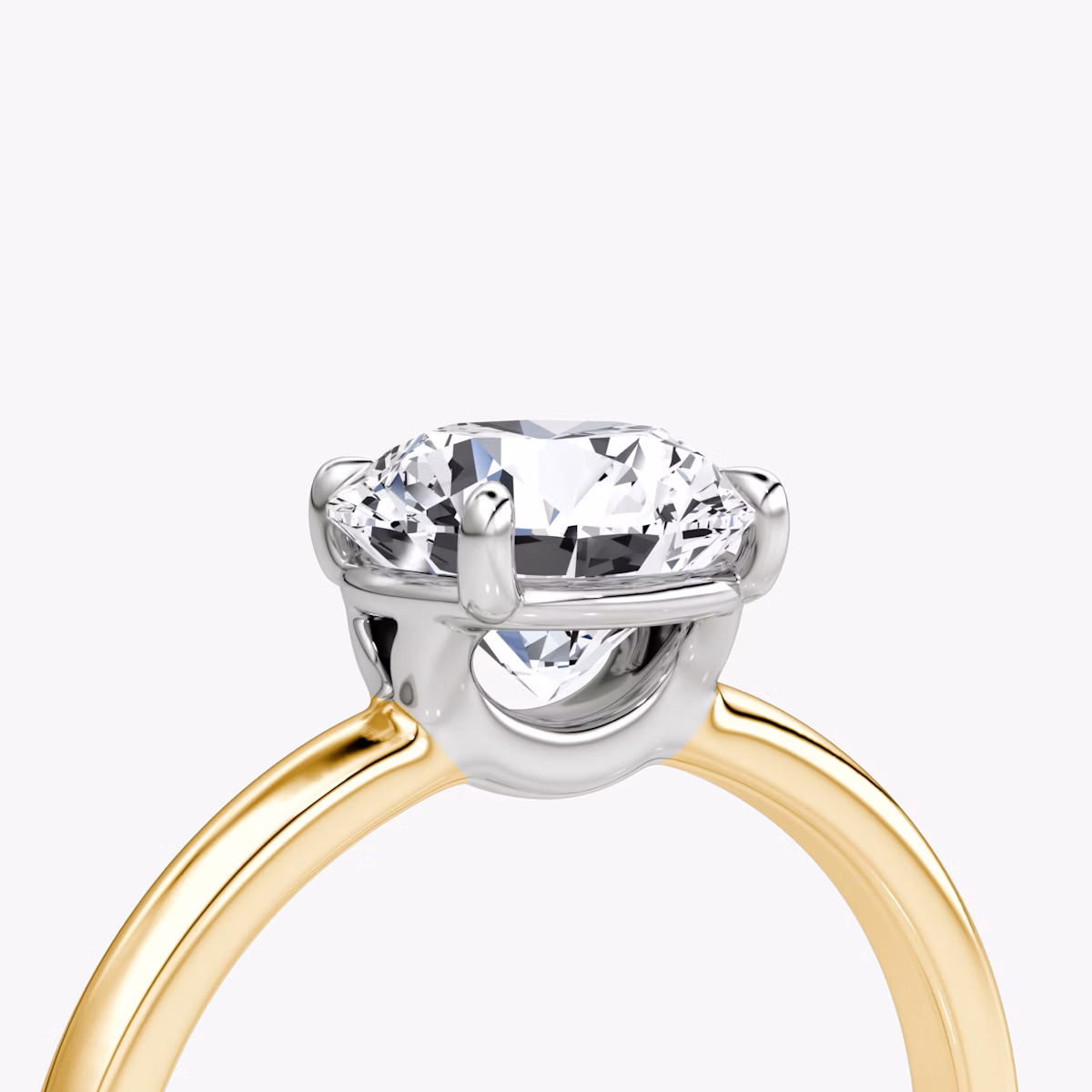 The Signature | Round Brilliant | 18k | Yellow Gold and Platinum | bandAccent: Plain | bandWidth: large | caratWeight: 1.5ct | hiddenHalo: no | diamondOrientation: vertical