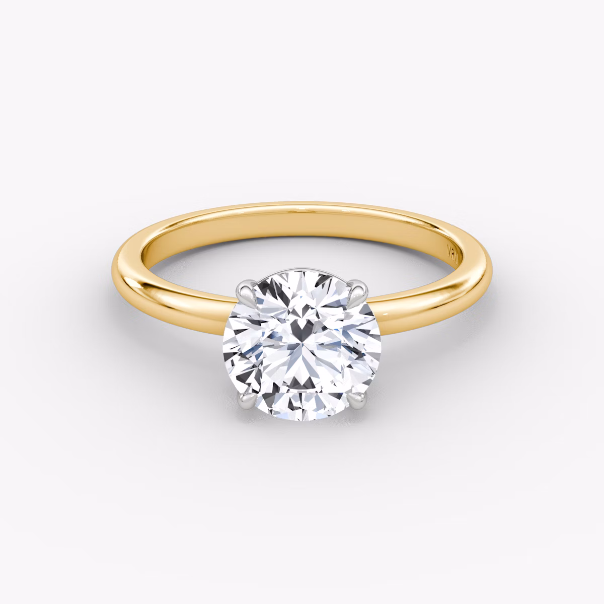 The Signature | Round Brilliant | 18k | Yellow Gold and Platinum | bandAccent: Plain | bandWidth: large | caratWeight: 1.5ct | hiddenHalo: no | diamondOrientation: vertical