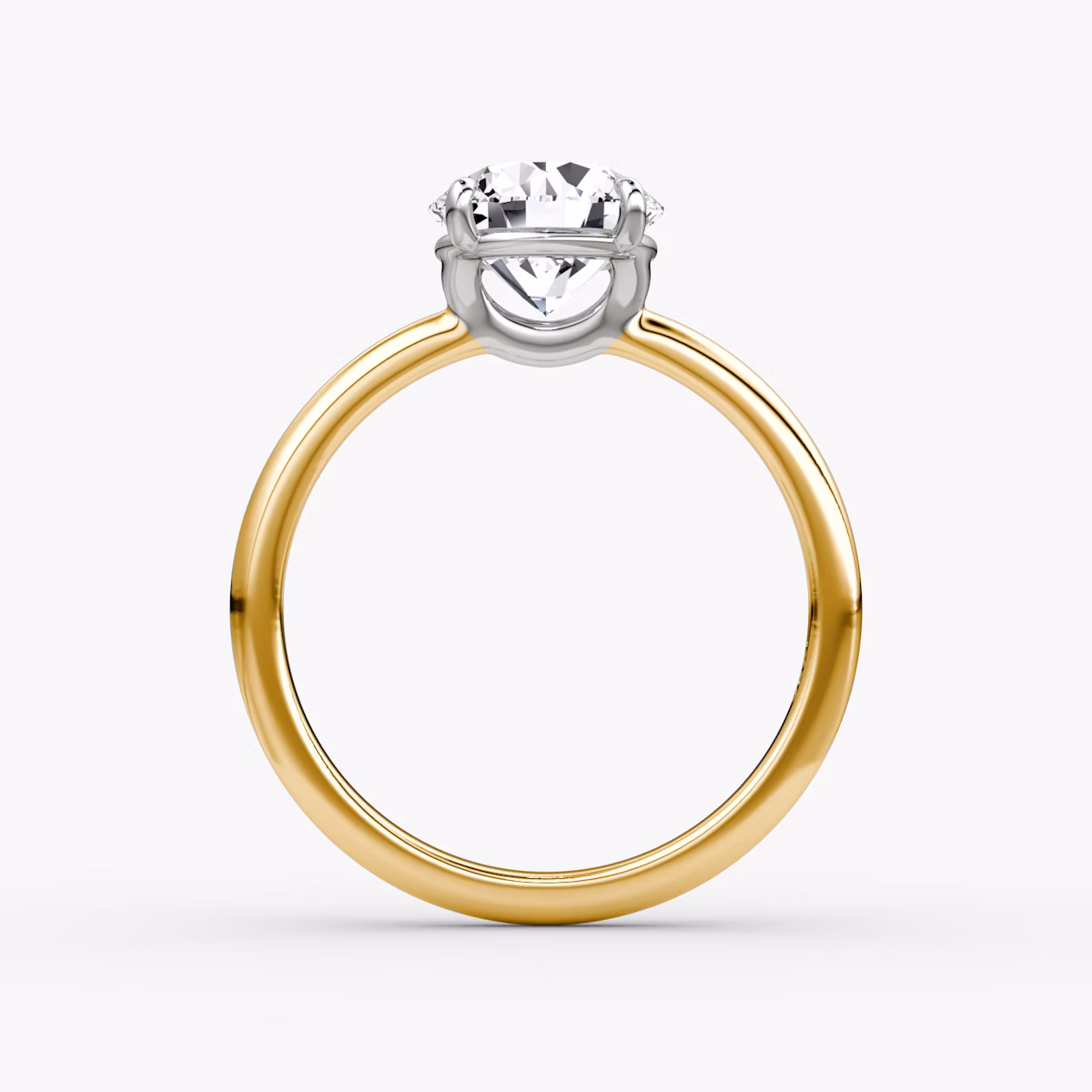 The Signature | Round Brilliant | 18k | Yellow Gold and Platinum | bandAccent: Plain | bandWidth: large | caratWeight: 1.5ct | hiddenHalo: no | diamondOrientation: vertical