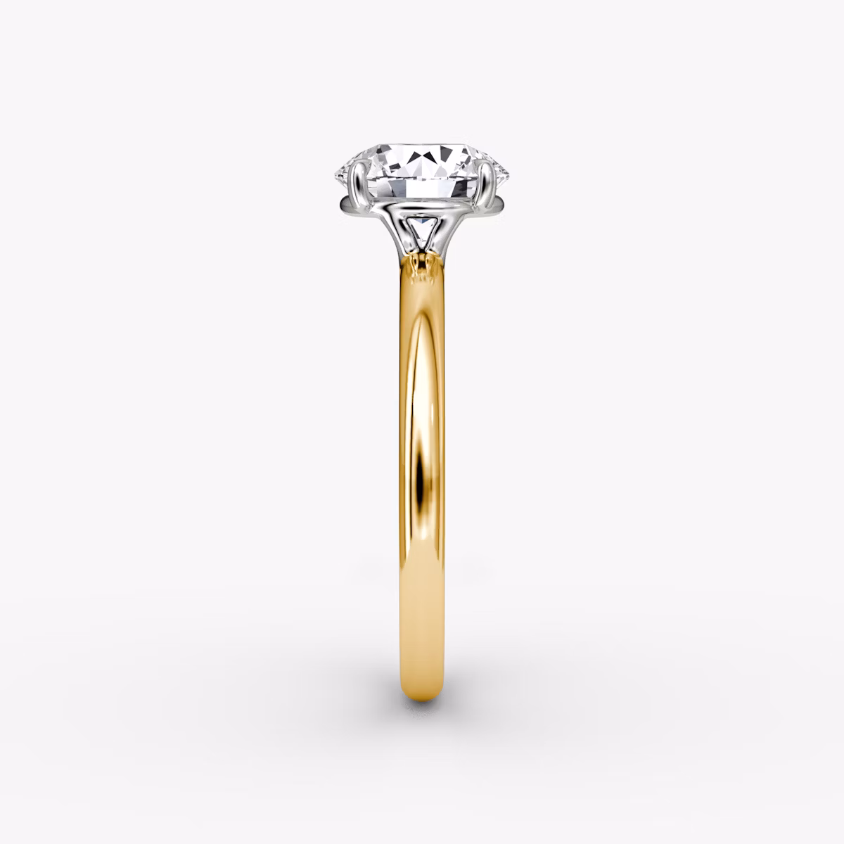 The Signature | Round Brilliant | 18k | Yellow Gold and Platinum | bandAccent: Plain | bandWidth: large | caratWeight: 1.5ct | hiddenHalo: no | diamondOrientation: vertical