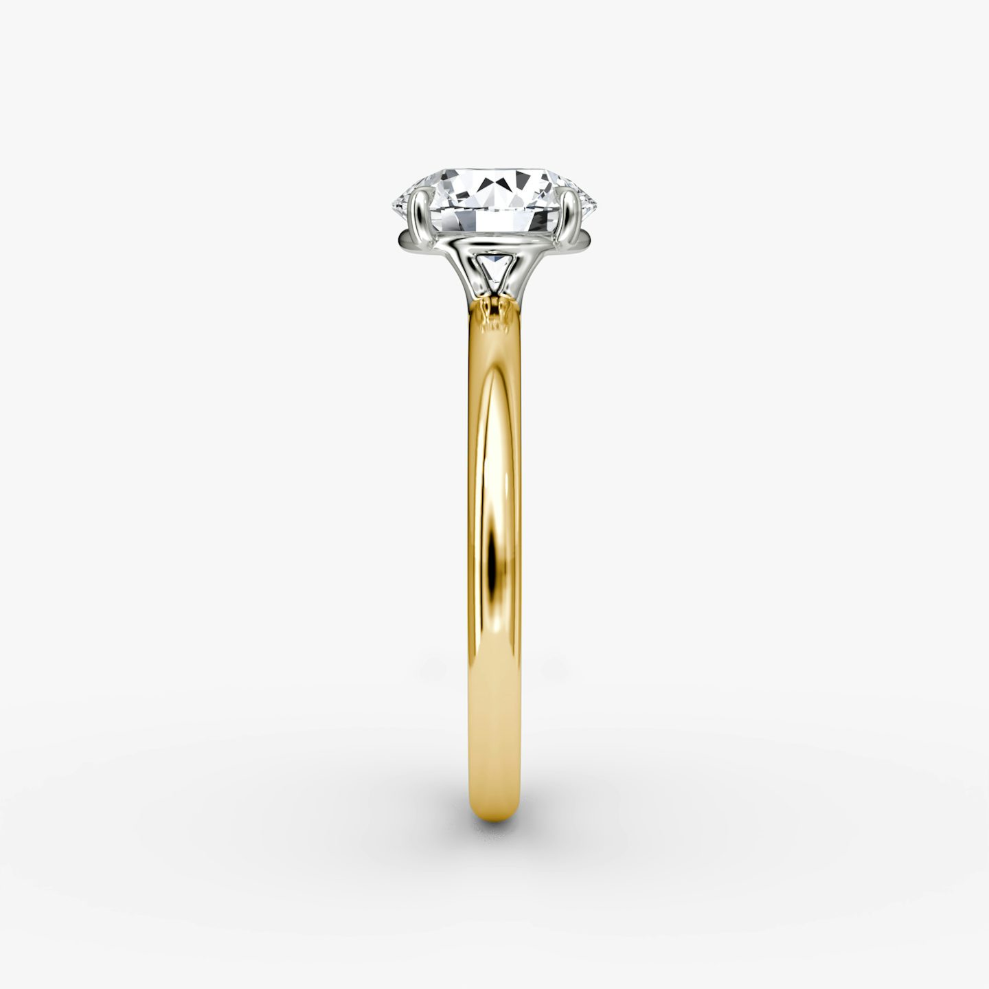 The Signature | Round Brilliant | 18k | Yellow Gold and Platinum | bandAccent: Plain | bandWidth: large | caratWeight: 1.5ct | hiddenHalo: no | diamondOrientation: vertical