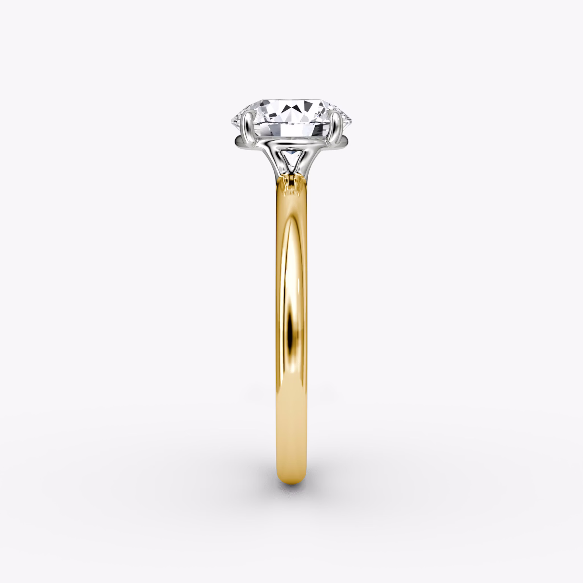 The Signature | Round Brilliant | 18k | Yellow Gold and Platinum | bandAccent: Plain | bandWidth: large | caratWeight: 2.0ct | hiddenHalo: no | diamondOrientation: vertical
