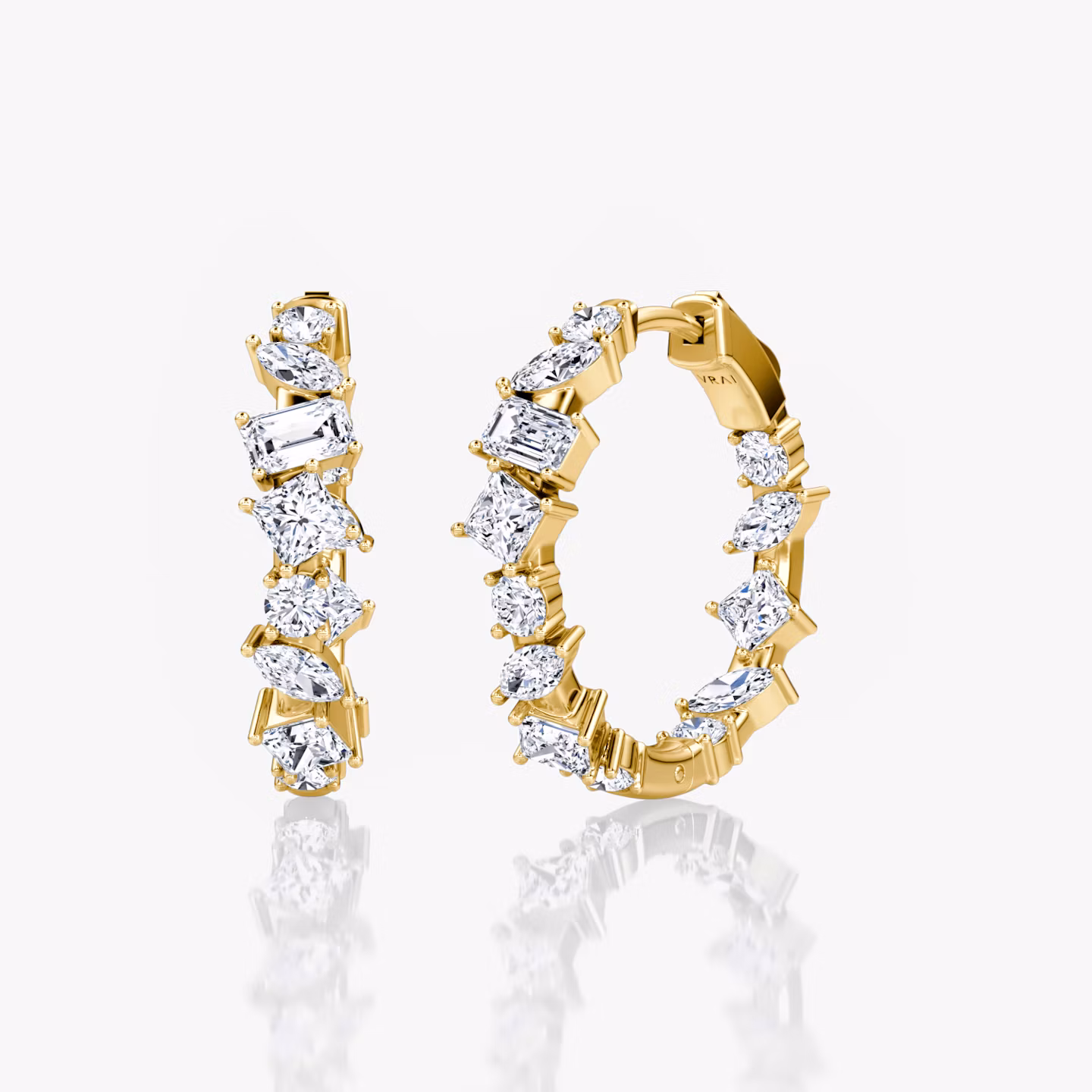 Mixed Shape Eternity Hoop princess+emerald+marquise+round-brilliant | Yellow Gold