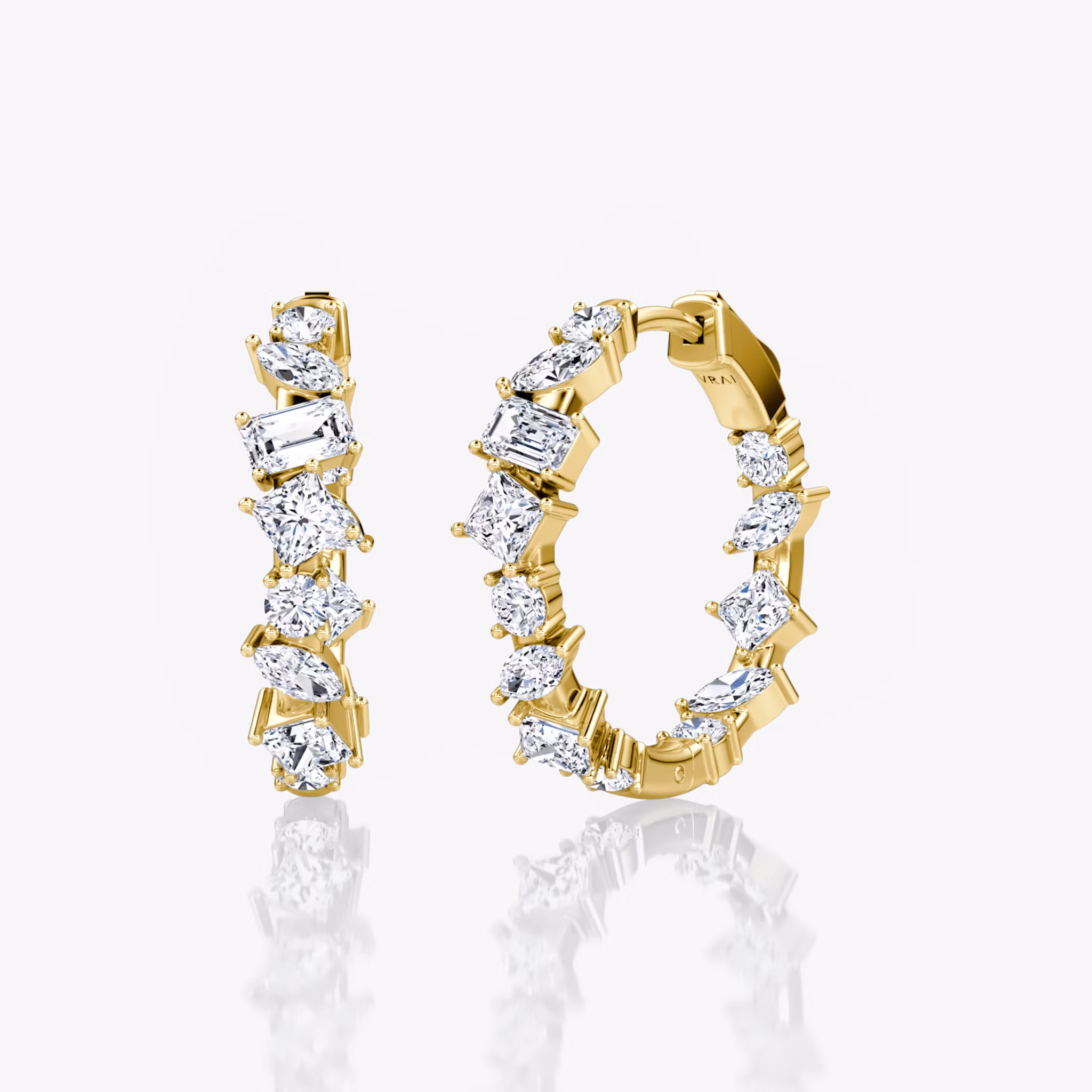 Mixed Shape Eternity Hoop princess+emerald+marquise+round-brilliant | Yellow Gold