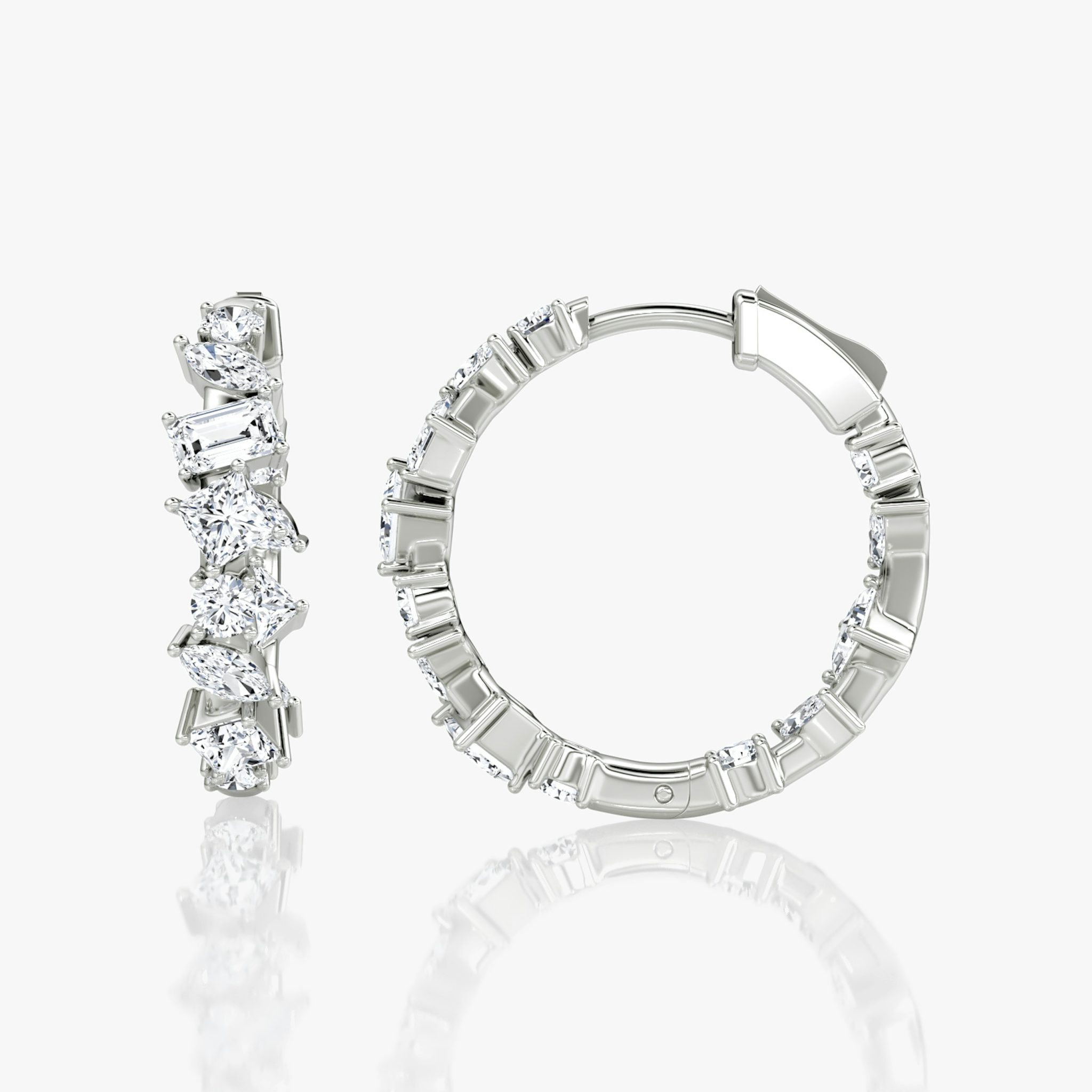 Mixed Shape Eternity Hoop | princess+emerald+marquise+round-brilliant | 14k | White Gold
