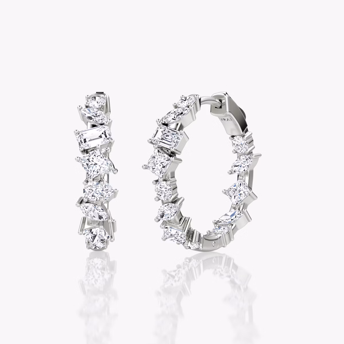 Mixed Shape Eternity Hoop | princess+emerald+marquise+round-brilliant | 14k | White Gold