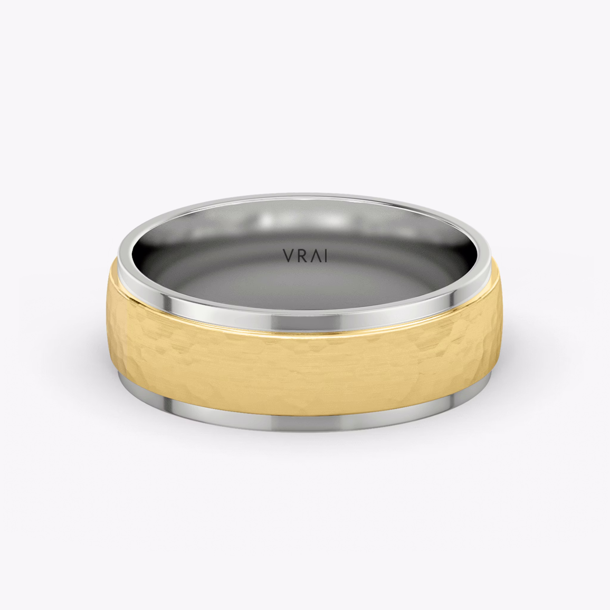 The Hammered Band | 18k | white-gold-and-yellow-gold | bandAccent: Plain | bandWidth: 7.5mm