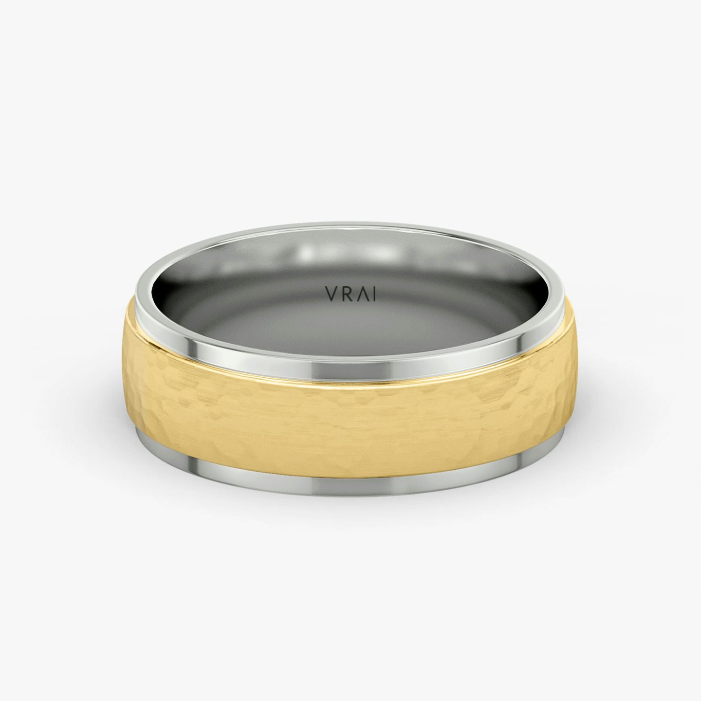 The Hammered Band | 18k | yellow-gold-and-white-gold | bandAccent: Plain | bandWidth: 7.5mm