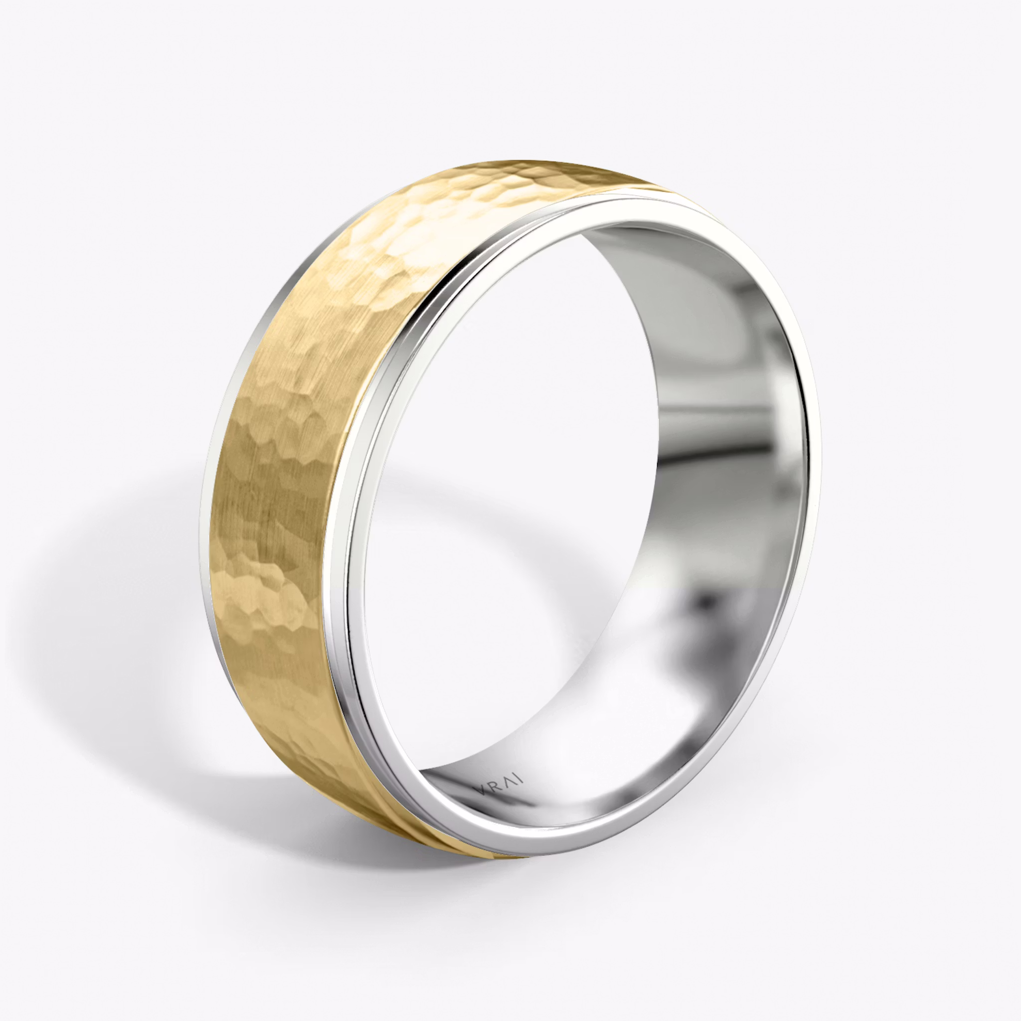 The Hammered Band | 18k | white-gold-and-yellow-gold | bandAccent: Plain | bandWidth: 7.5mm