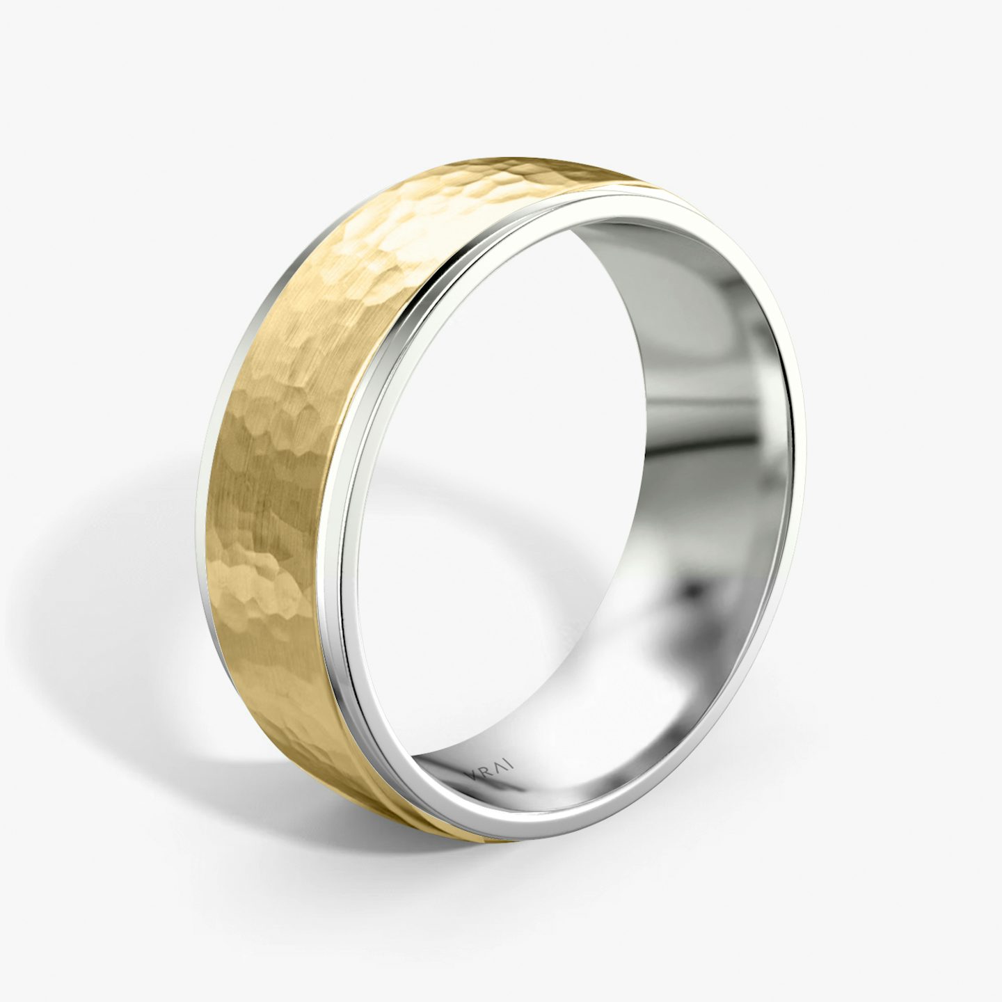 The Hammered Band | 18k | yellow-gold-and-white-gold | bandAccent: Plain | bandWidth: 7.5mm