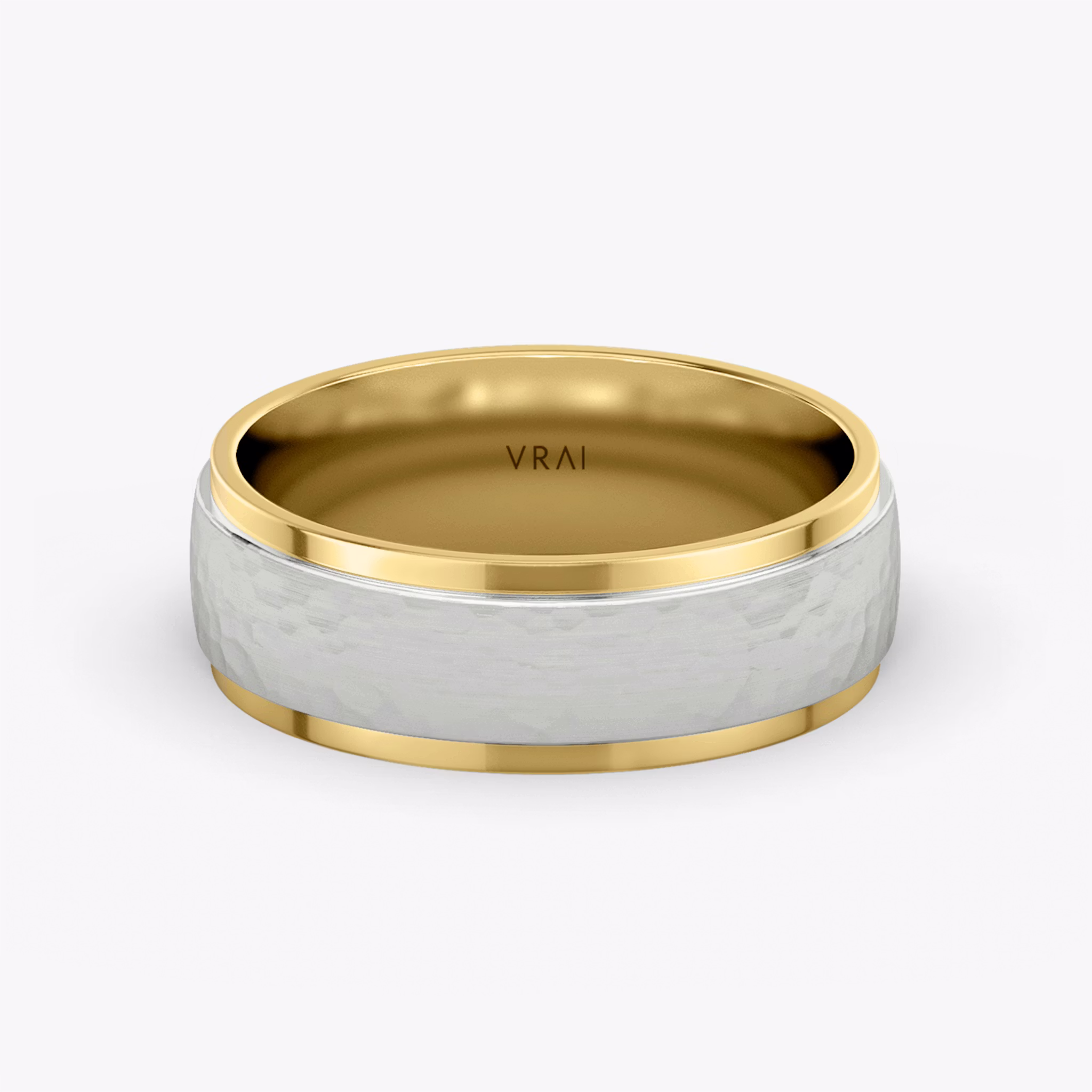 The Hammered Band | 18k | yellow-gold-and-white-gold | bandAccent: Plain | bandWidth: 7.5mm