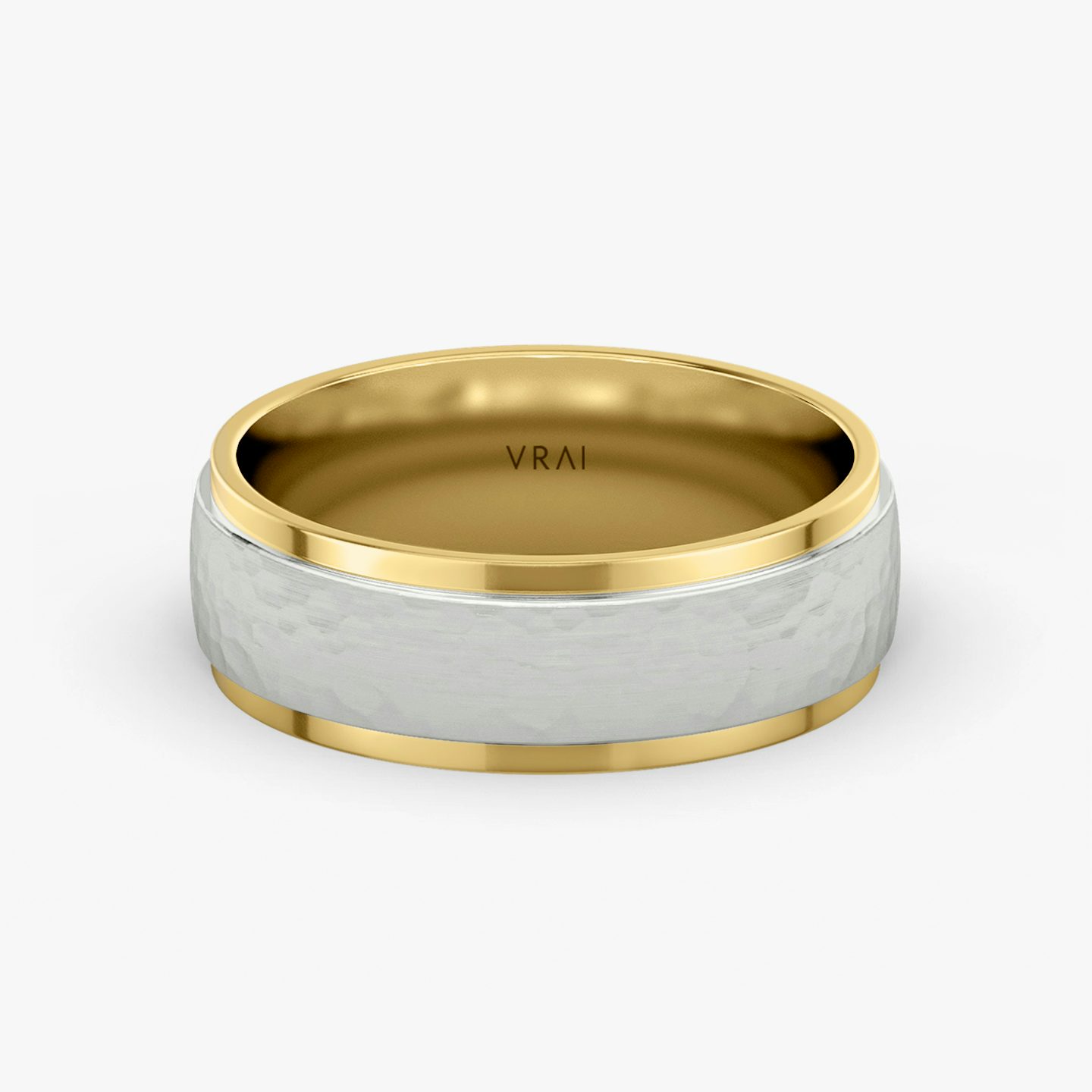 The Hammered Band | 18k | white-gold-and-yellow-gold | bandAccent: Plain | bandWidth: 7.5mm