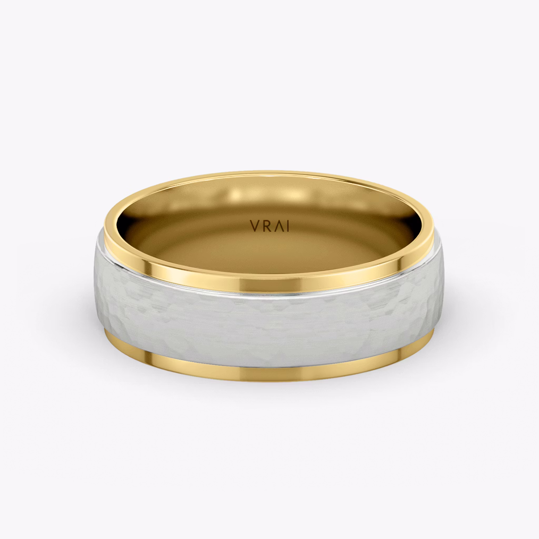 The Hammered Band | 18k | yellow-gold-and-white-gold | bandAccent: Plain | bandWidth: 7.5mm