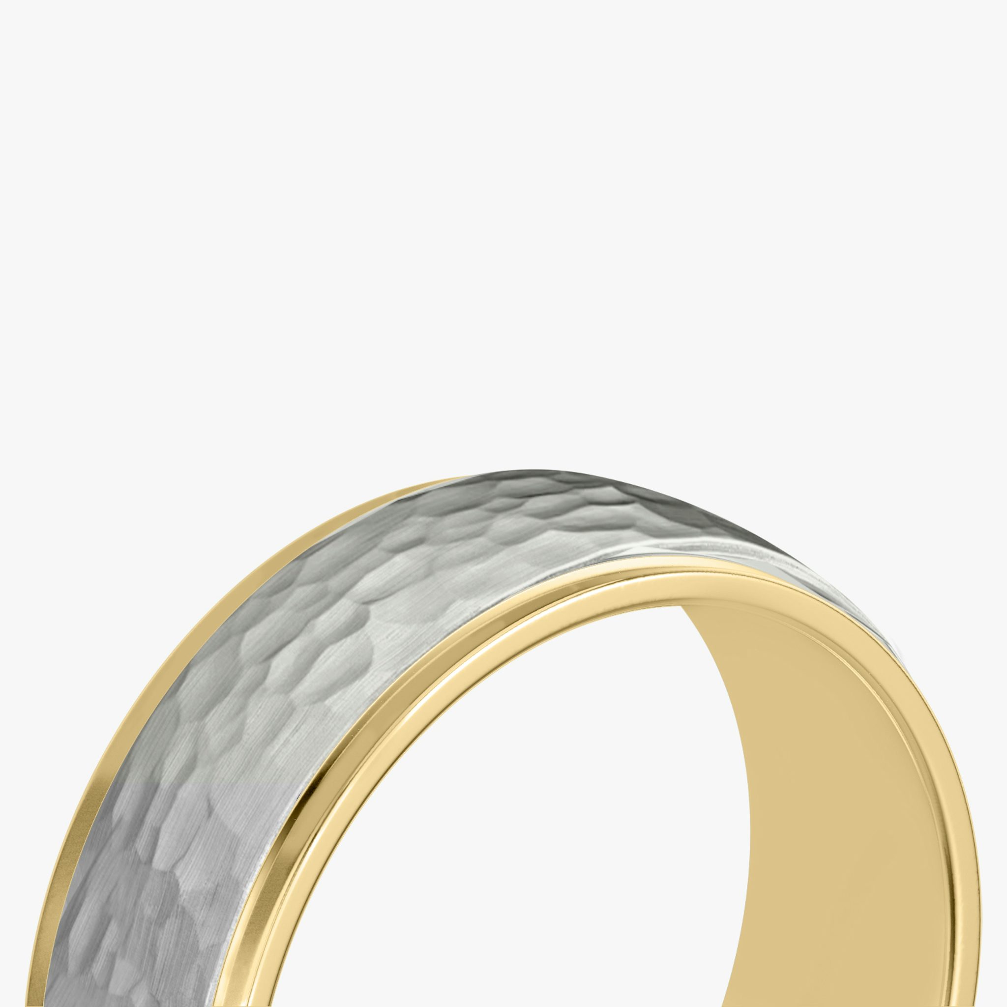 The Hammered Band | 18k | yellow-gold-and-white-gold | bandAccent: Plain | bandWidth: 7.5mm