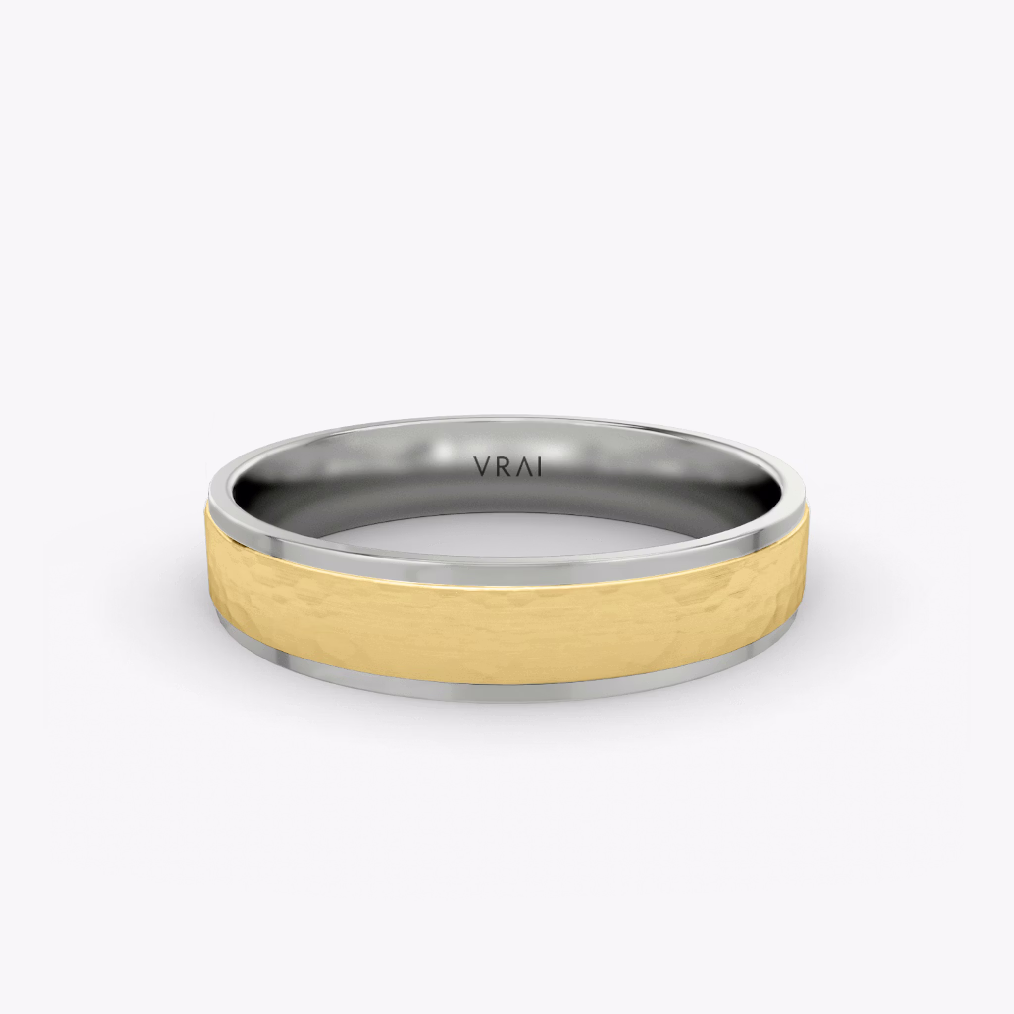 The Hammered Band | 18k | white-gold-and-yellow-gold | bandAccent: Plain | bandWidth: 4.5mm