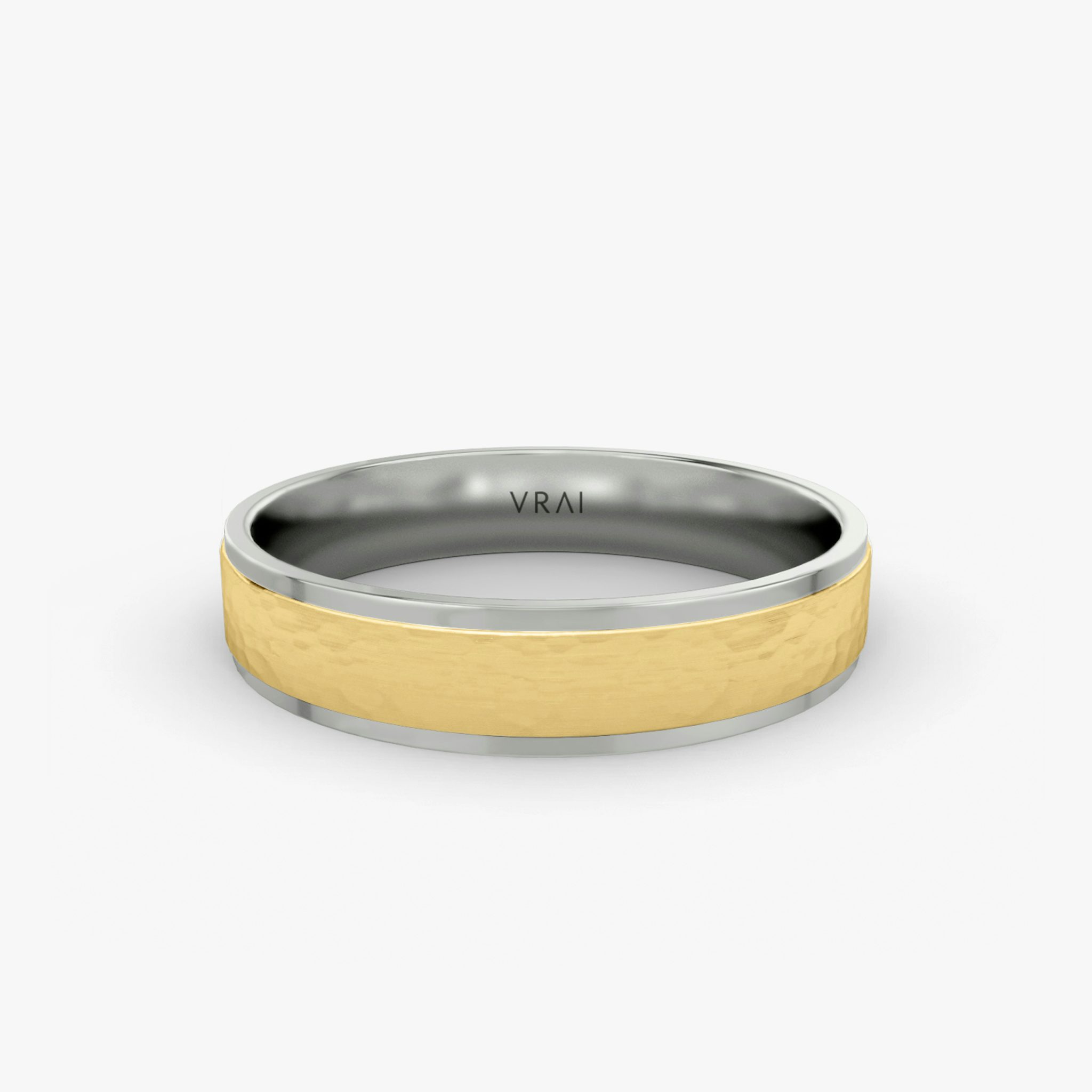 The Hammered Band | 18k | white-gold-and-yellow-gold | bandAccent: Plain | bandWidth: 4.5mm