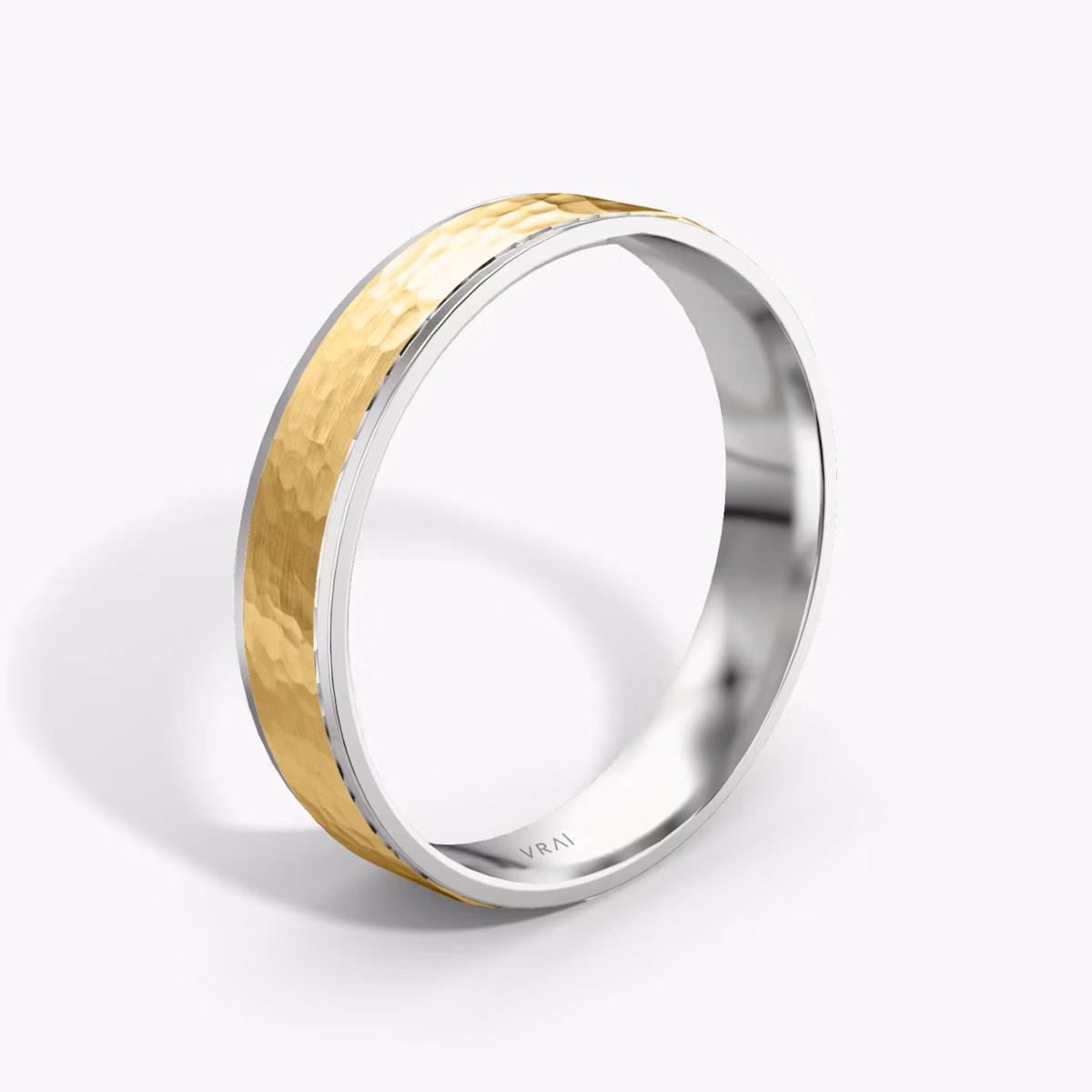 Alliance Hammered | 18k | yellow-gold-and-white-gold | bandAccent: Simple | bandWidth: 4.5mm