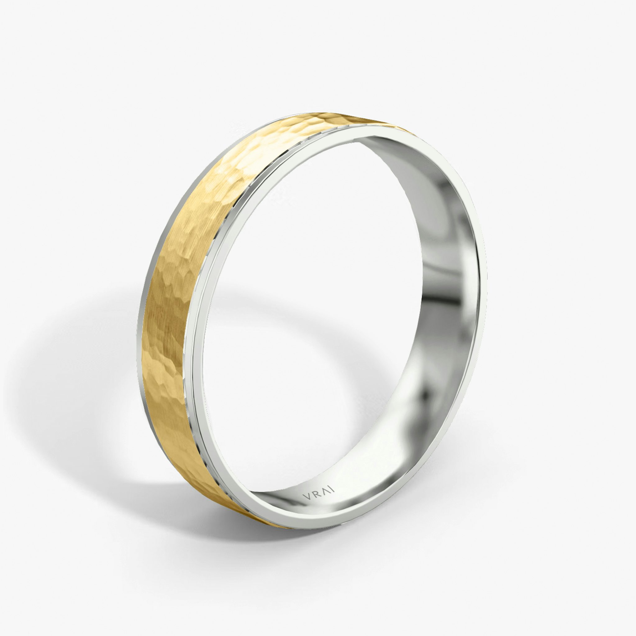 The Hammered Band | 18k | white-gold-and-yellow-gold | bandAccent: Plain | bandWidth: 4.5mm