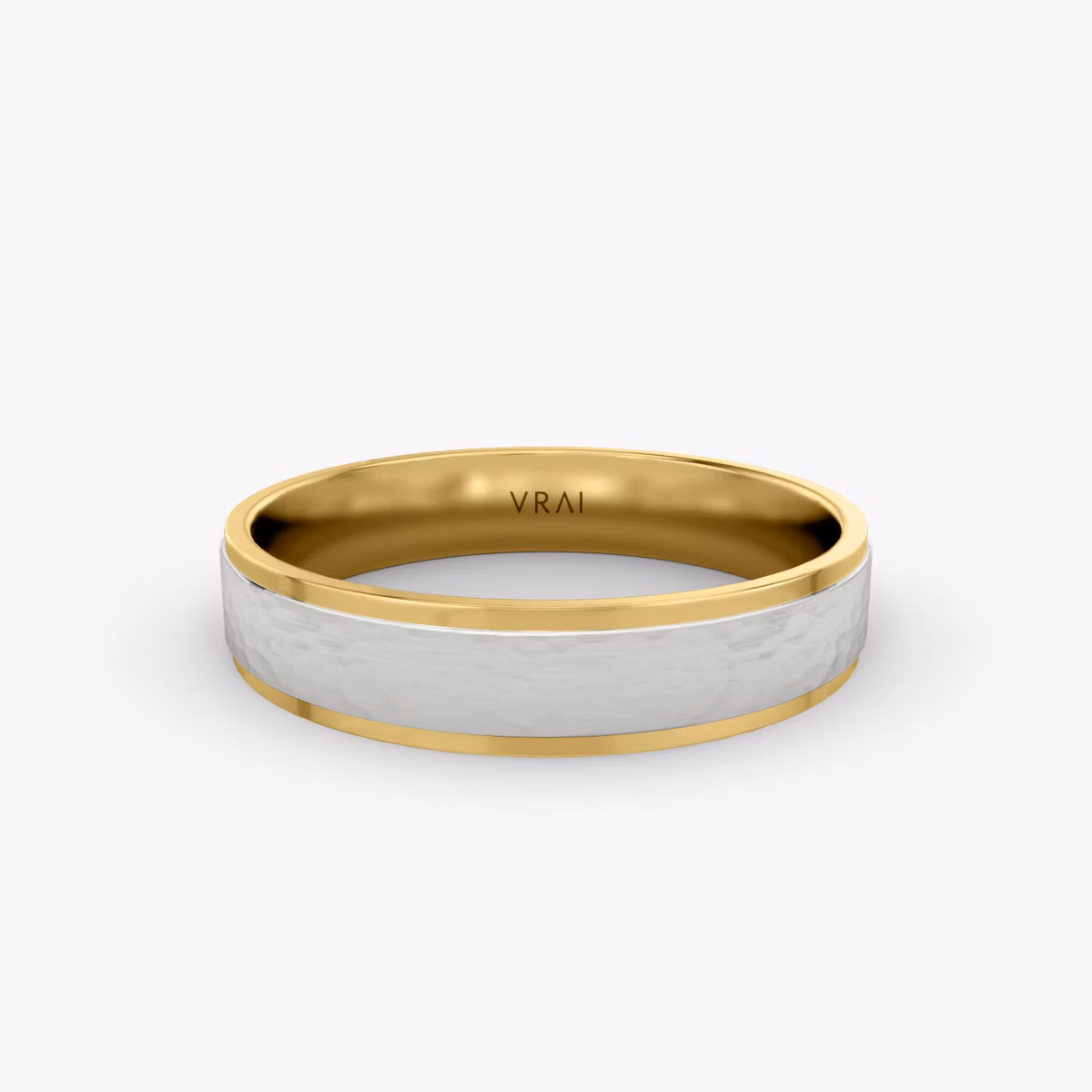 La Alianza Hammered | 18k | white-gold-and-yellow-gold | bandAccent: Simple | bandWidth: 4.5mm