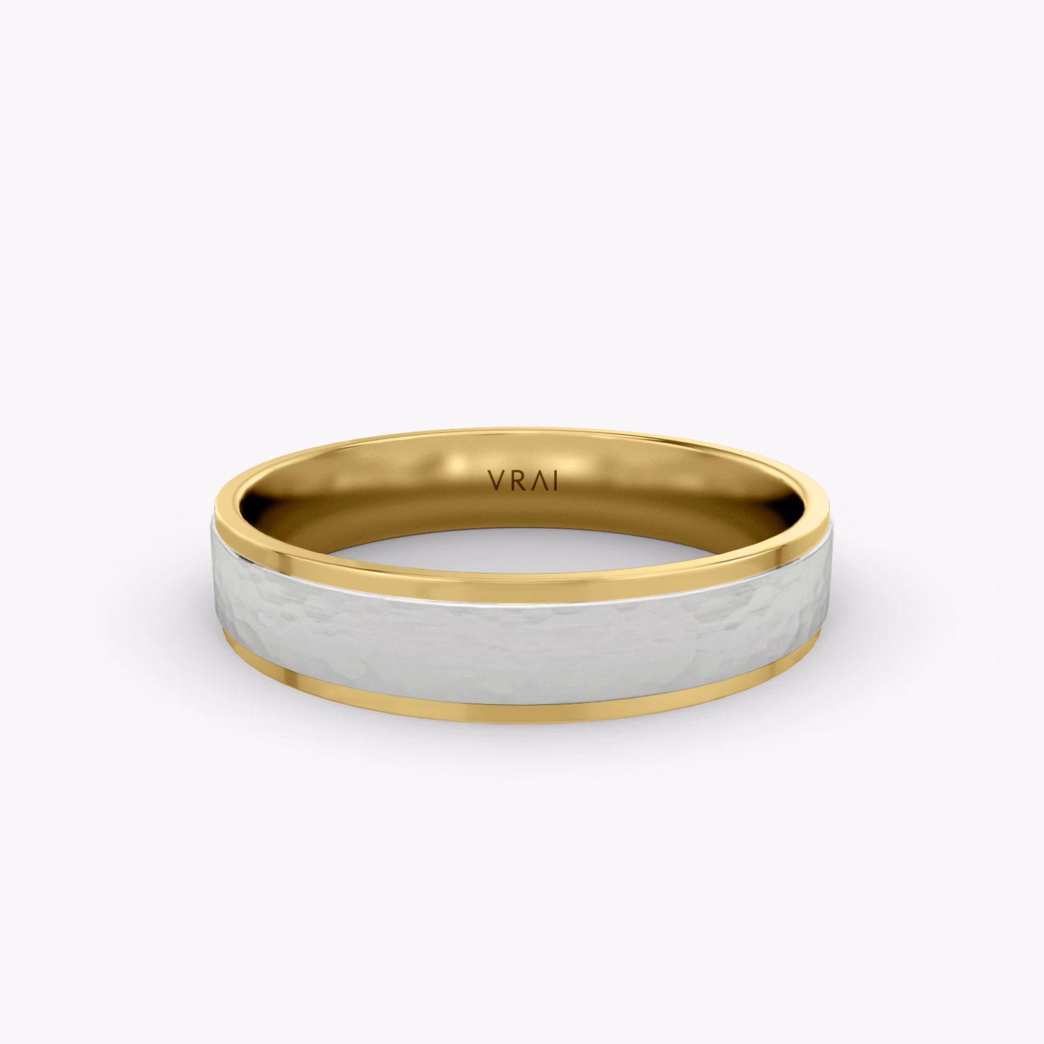 The Hammered Band | 18k | yellow-gold-and-white-gold | bandAccent: Plain | bandWidth: 4.5mm