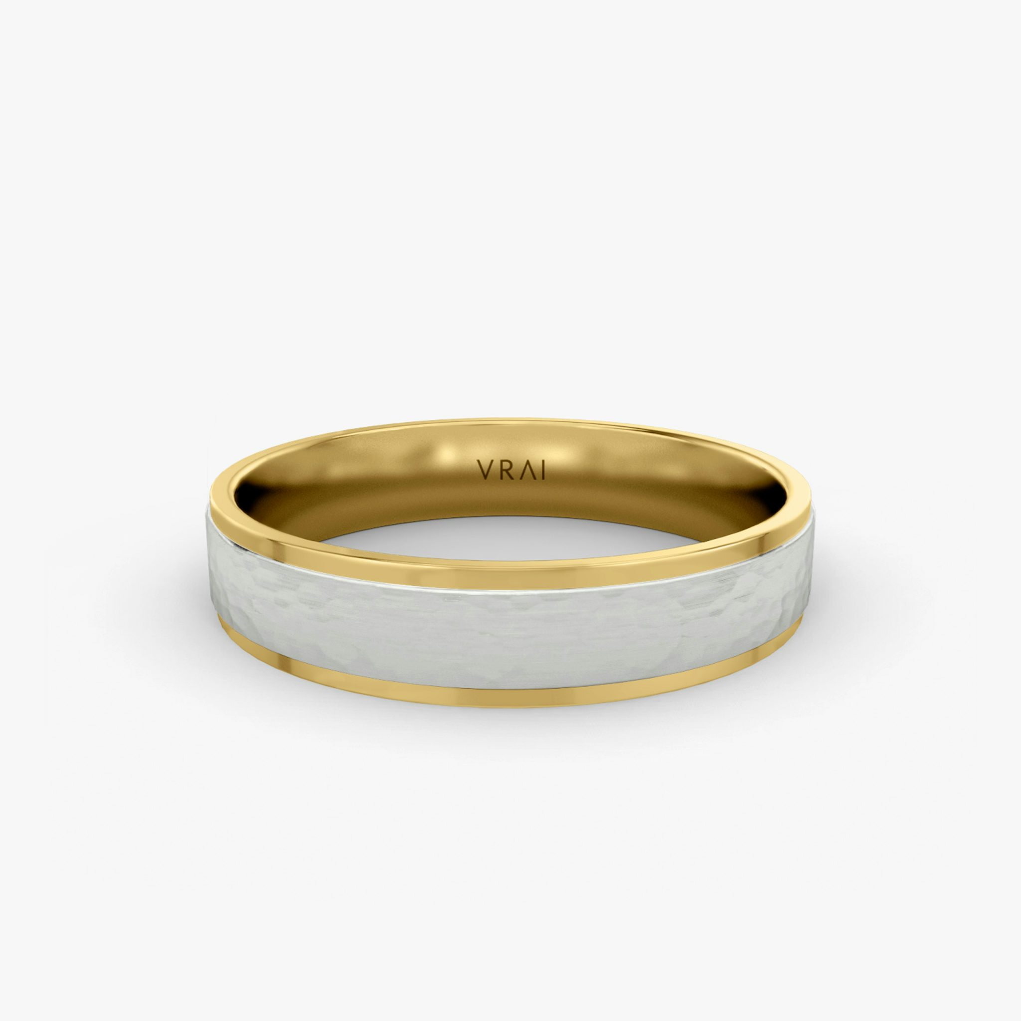 The Hammered Band | 18k | yellow-gold-and-white-gold | bandAccent: Plain | bandWidth: 4.5mm