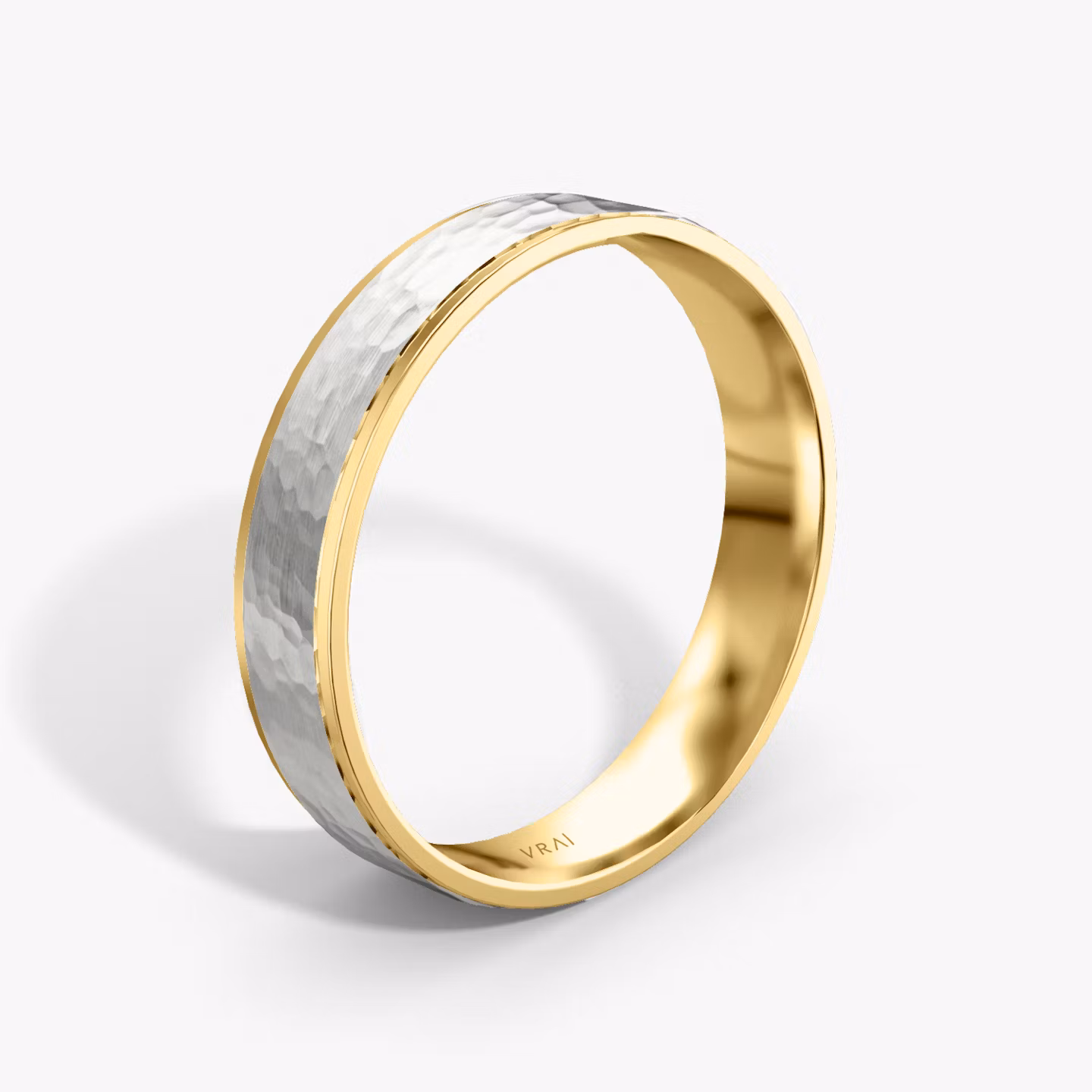 The Hammered Band | 18k | white-gold-and-yellow-gold | bandAccent: Plain | bandWidth: 4.5mm