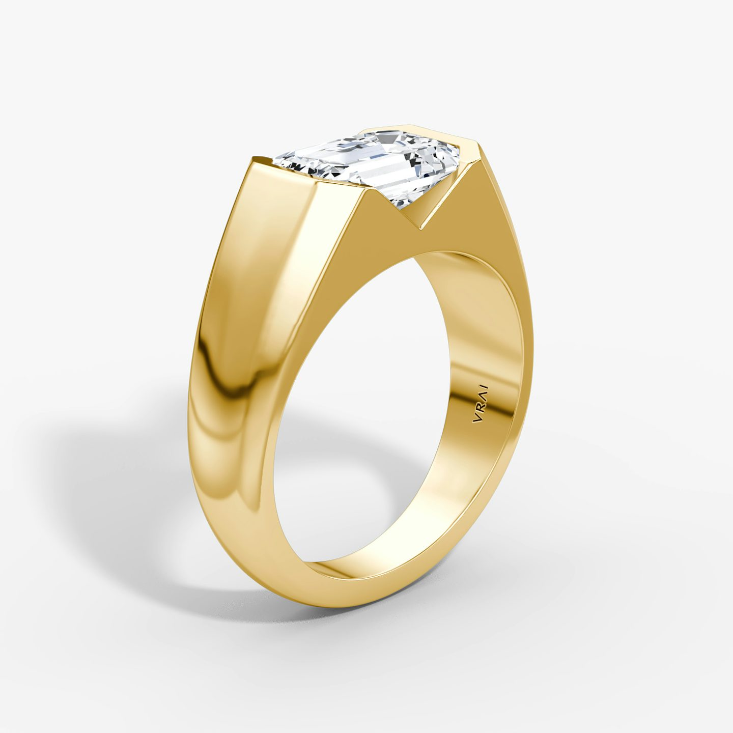 Bague de fiançailles Statement Signet | Émeraude | 18k | Or jaune | bandAccent: Simple | diamondOrientation: vertical | caratWeight: other