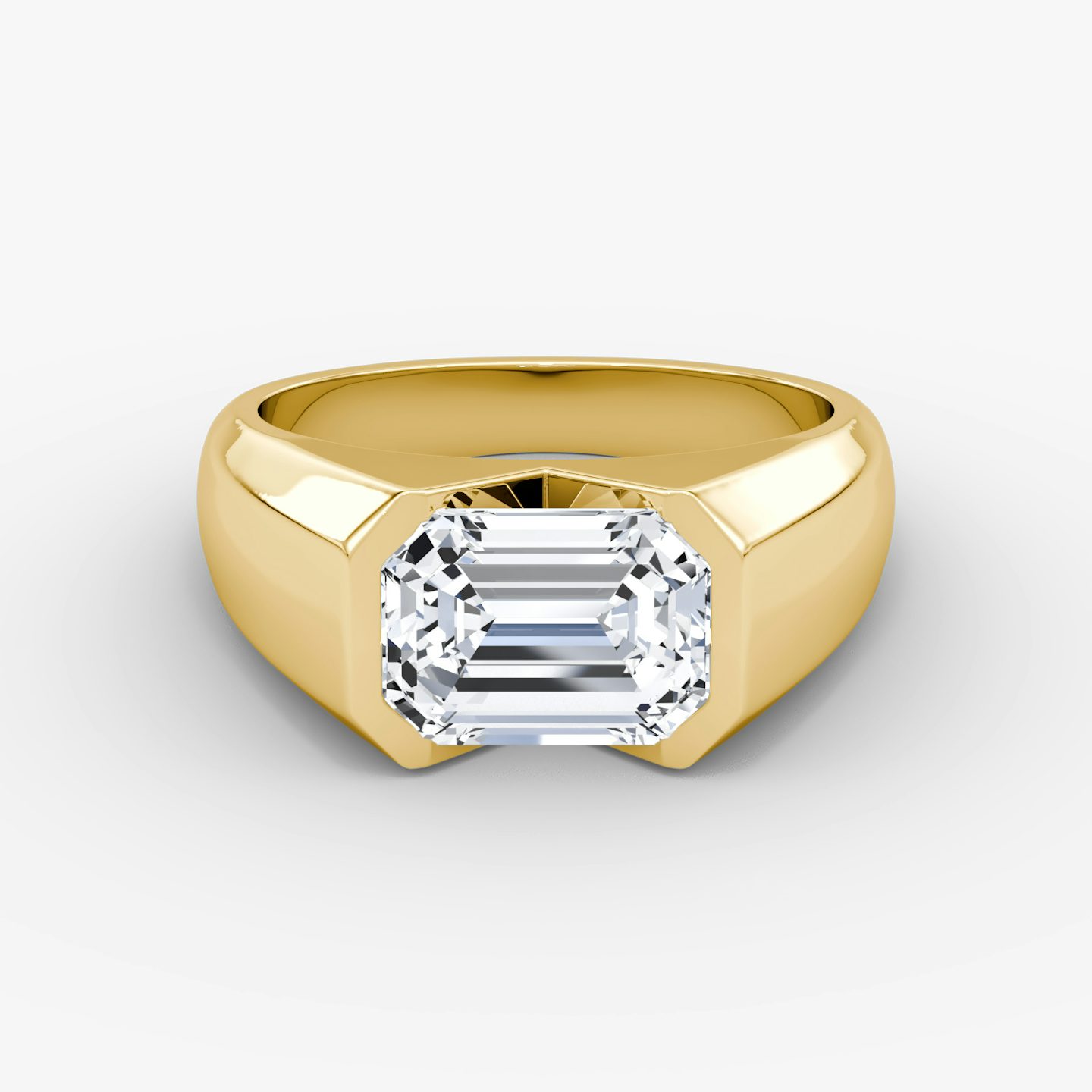 Bague de fiançailles Statement Signet | Émeraude | 18k | Or jaune | bandAccent: Simple | diamondOrientation: vertical | caratWeight: other