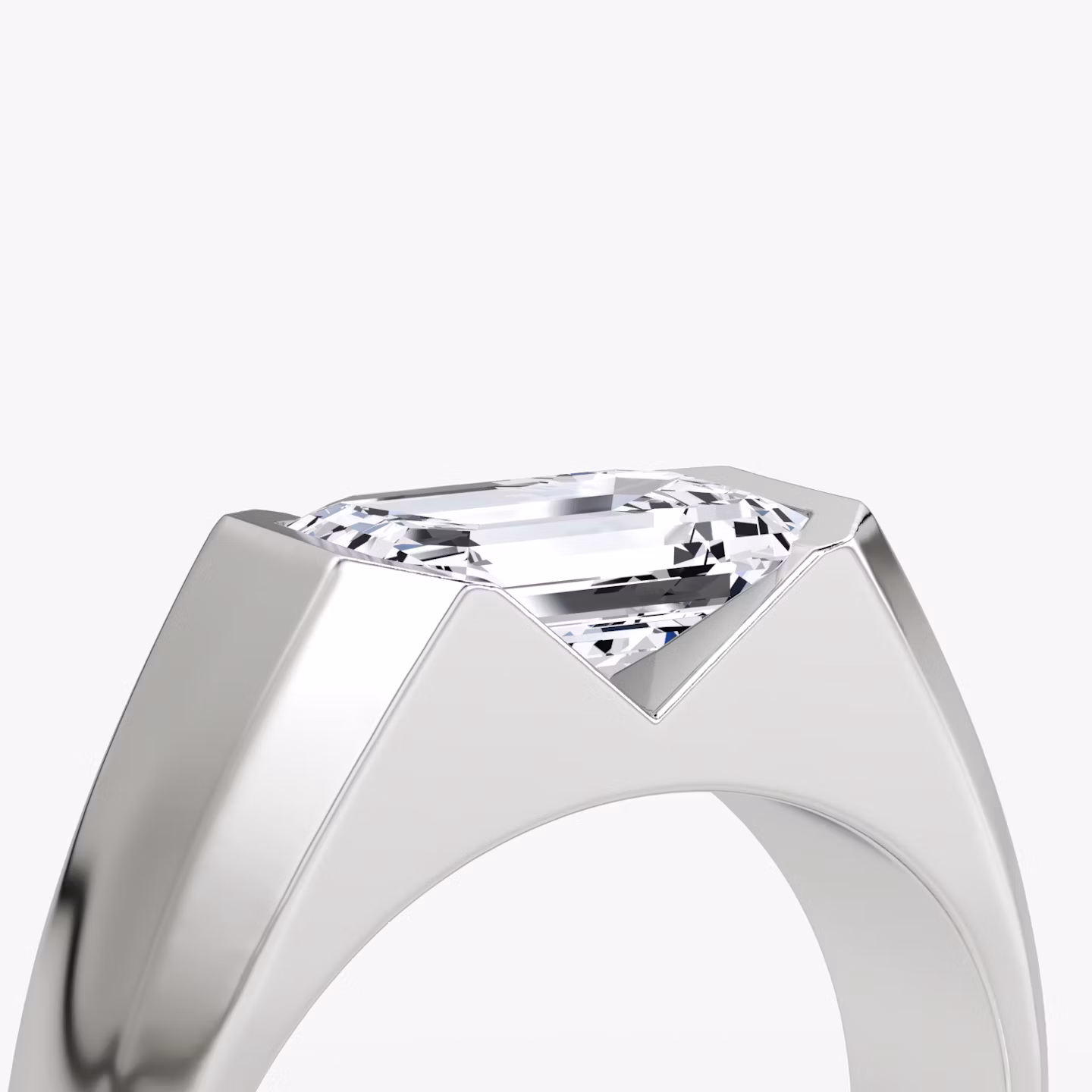 The Statement Signet | Emerald | 18k | White Gold | bandAccent: Plain | diamondOrientation: vertical | caratWeight: other