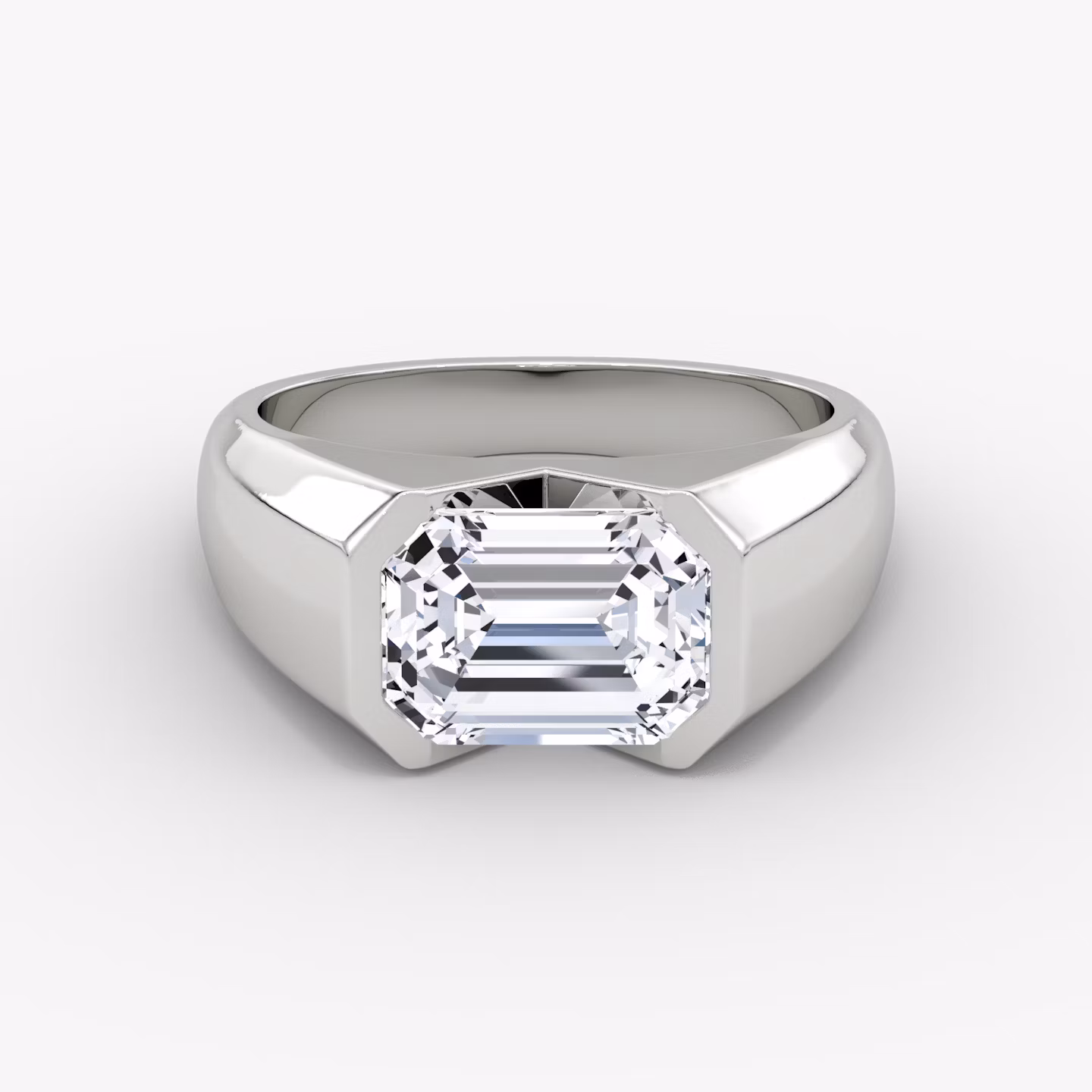 The Statement Signet | Emerald | 18k | White Gold | bandAccent: Plain | diamondOrientation: vertical | caratWeight: other