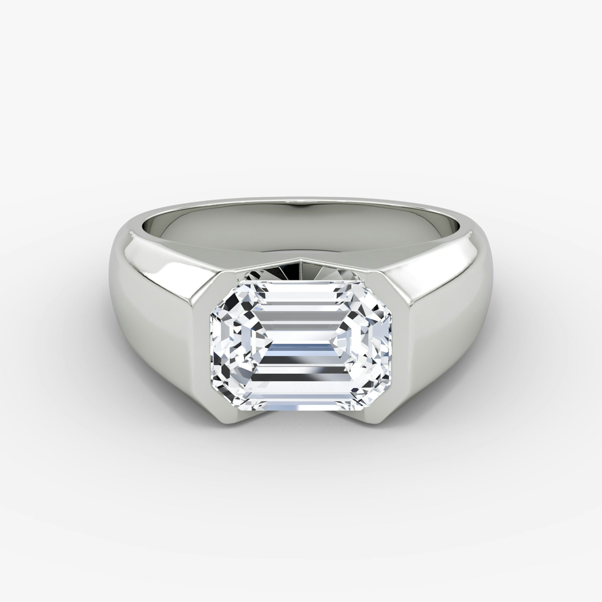 The Statement Signet | Emerald | 18k | White Gold | bandAccent: Plain | diamondOrientation: vertical | caratWeight: other