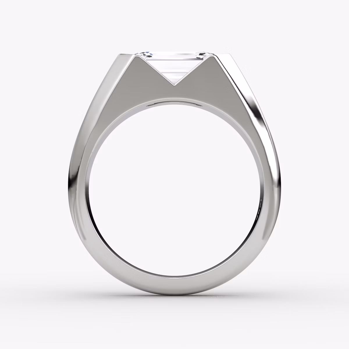The Statement Signet | Emerald | 18k | White Gold | bandAccent: Plain | diamondOrientation: vertical | caratWeight: other