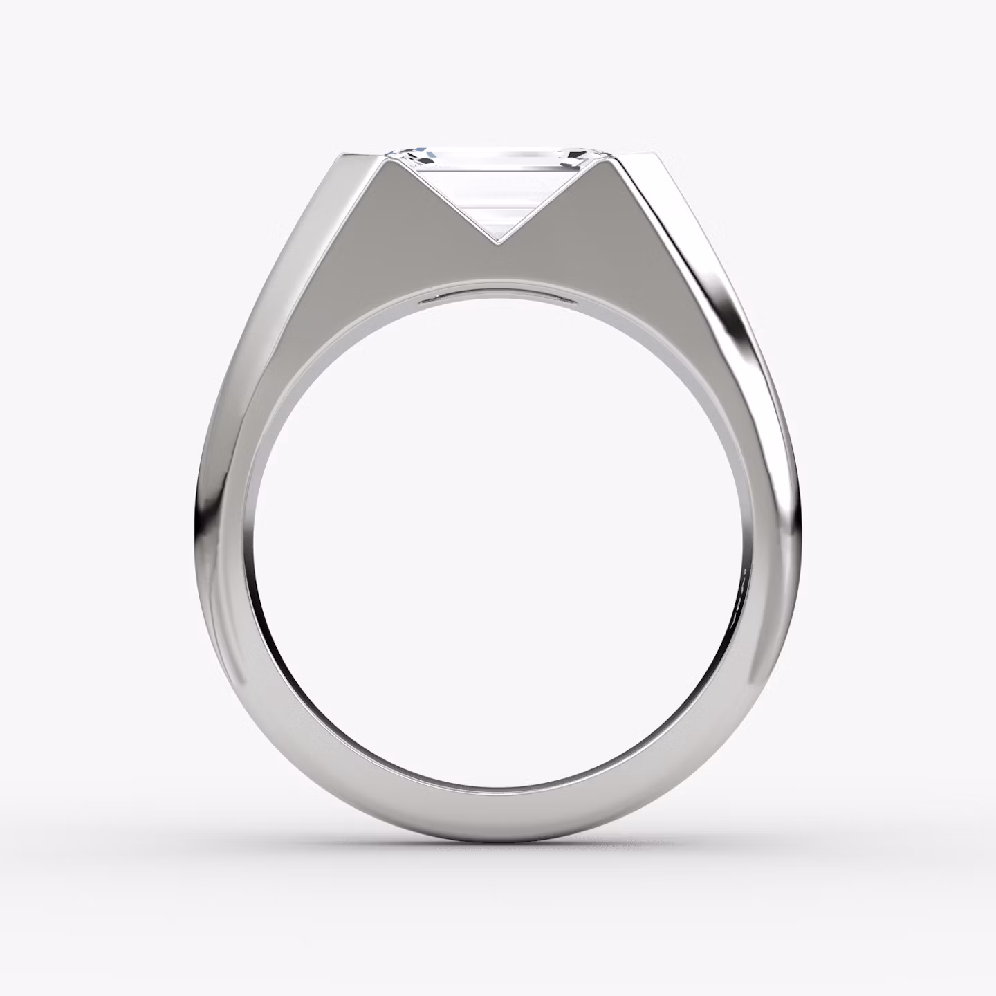 The Statement Signet | Emerald | 18k | White Gold | bandAccent: Plain | diamondOrientation: vertical | caratWeight: other
