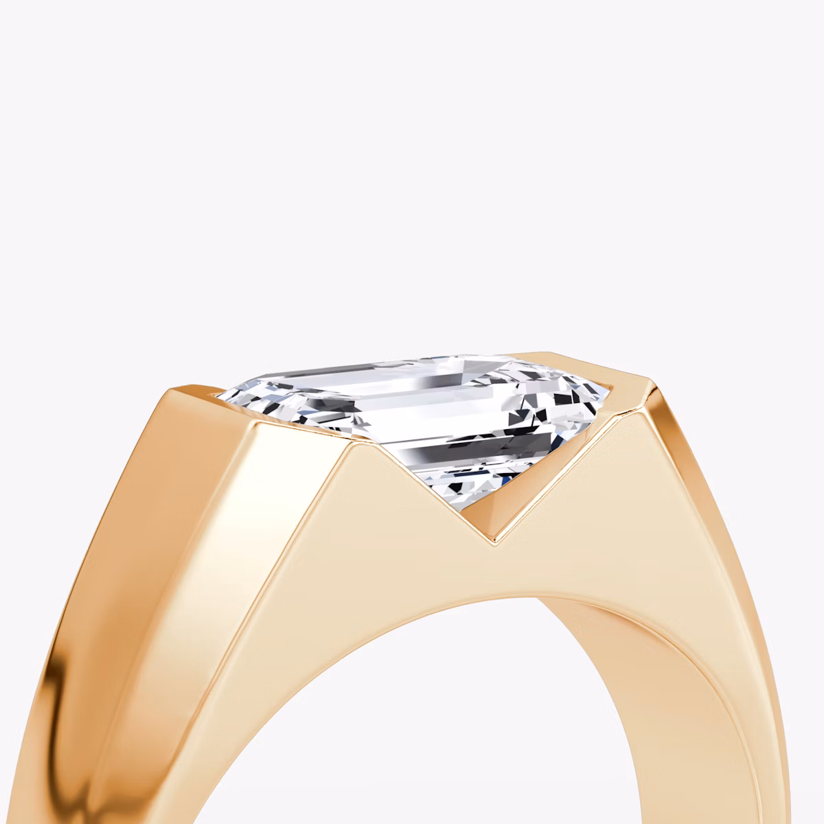 The Statement Signet | Emerald | 14k | Rose Gold | bandAccent: Plain | diamondOrientation: vertical | caratWeight: other