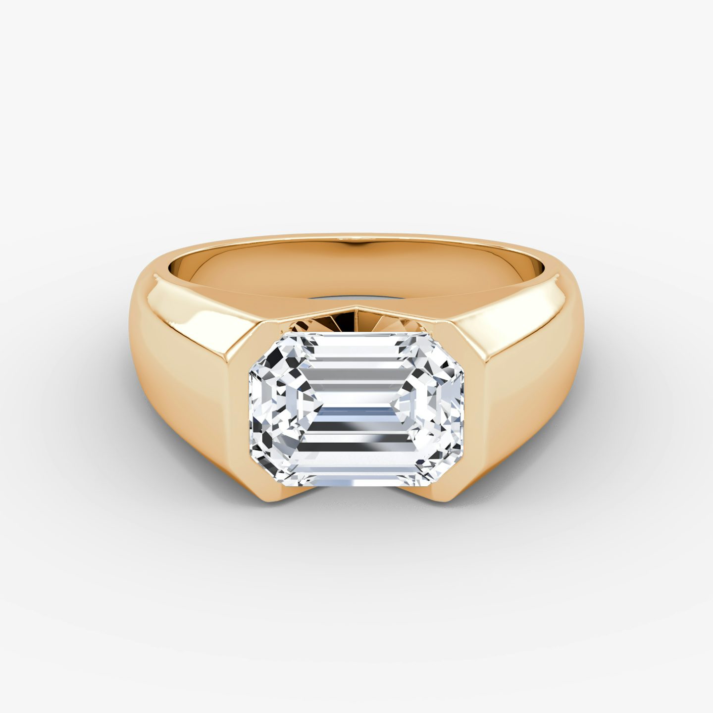 Bague de fiançailles Statement Signet | Émeraude | 14k | Or rose | bandAccent: Simple | diamondOrientation: vertical | caratWeight: other
