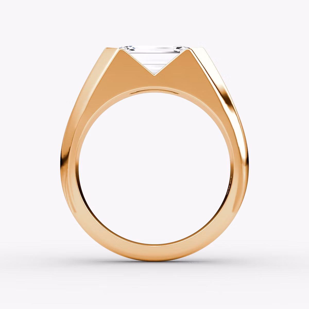 The Statement Signet | Emerald | 14k | Rose Gold | bandAccent: Plain | diamondOrientation: vertical | caratWeight: other
