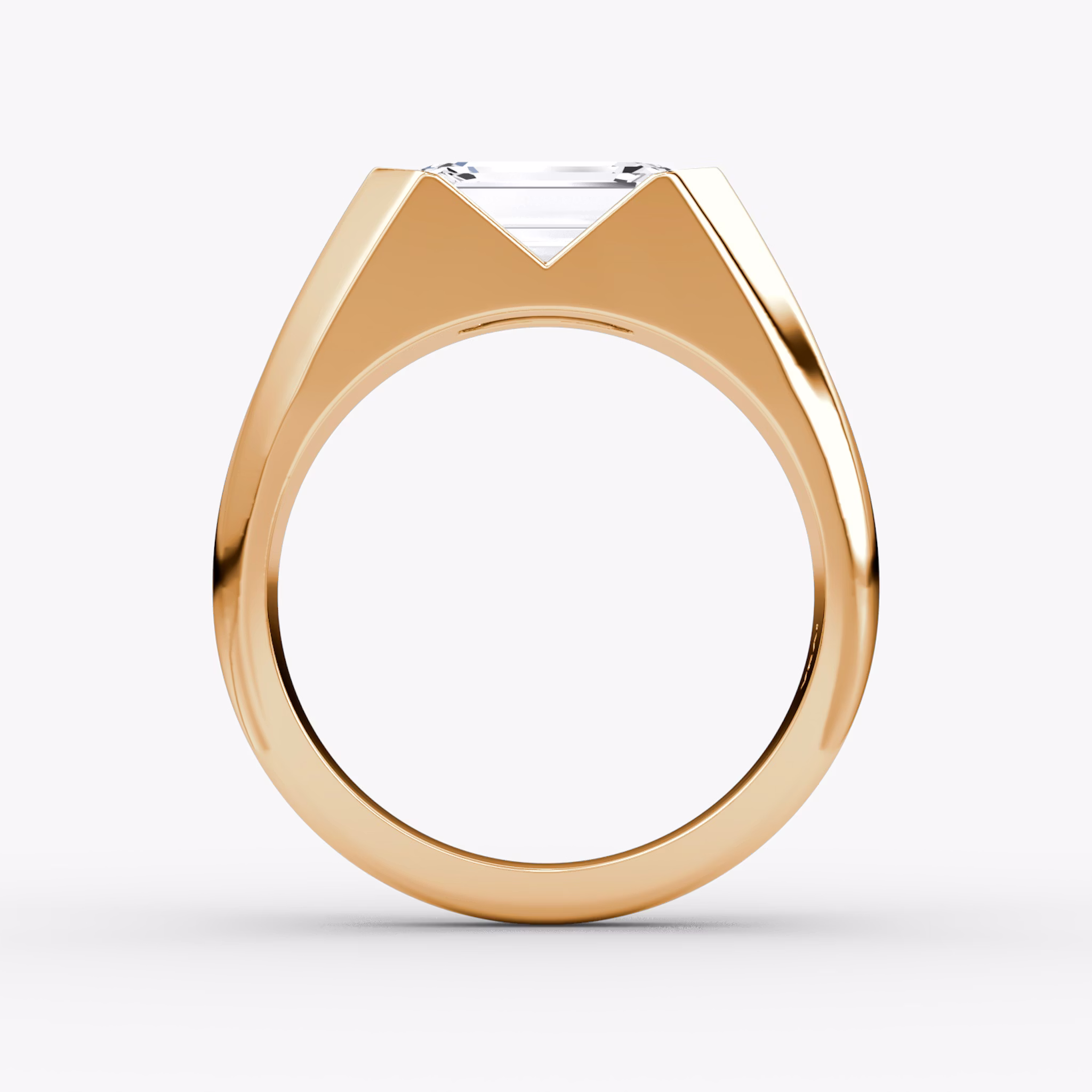 The Statement Signet | Emerald | 14k | Rose Gold | bandAccent: Plain | diamondOrientation: vertical | caratWeight: other