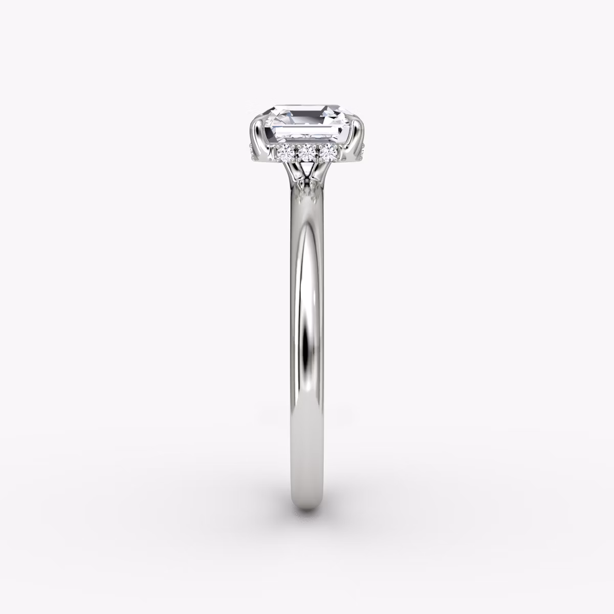 The Signature | Asscher | Platinum | bandAccent: Plain | bandWidth: large | hiddenHalo: yes | diamondOrientation: vertical | caratWeight: other