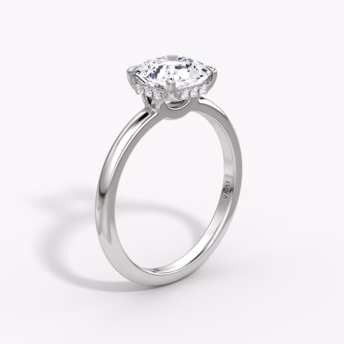 The Signature | Asscher | Platinum | bandAccent: Plain | bandWidth: large | hiddenHalo: yes | diamondOrientation: vertical | caratWeight: other