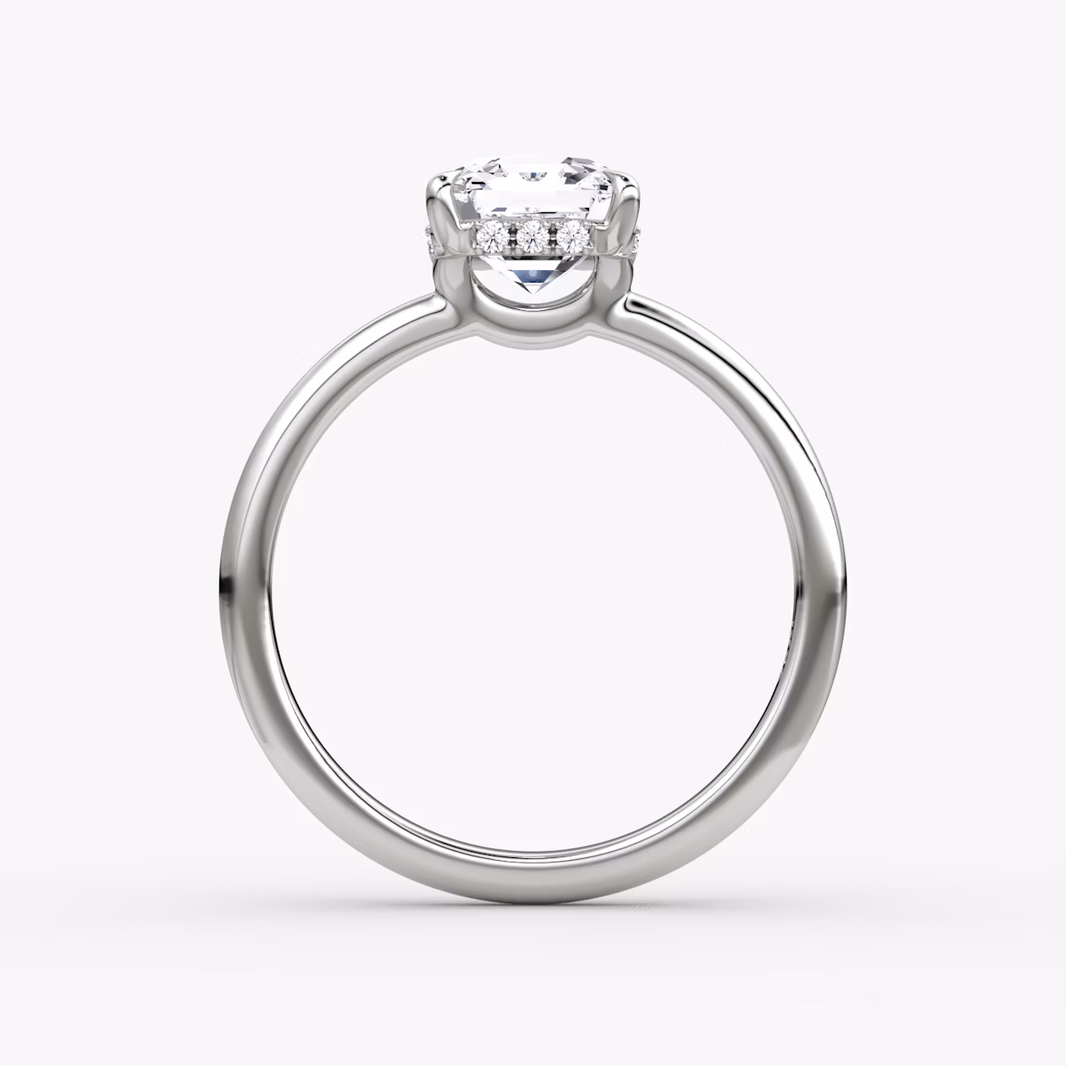 The Signature | Asscher | Platinum | bandAccent: Plain | bandWidth: large | hiddenHalo: yes | diamondOrientation: vertical | caratWeight: other