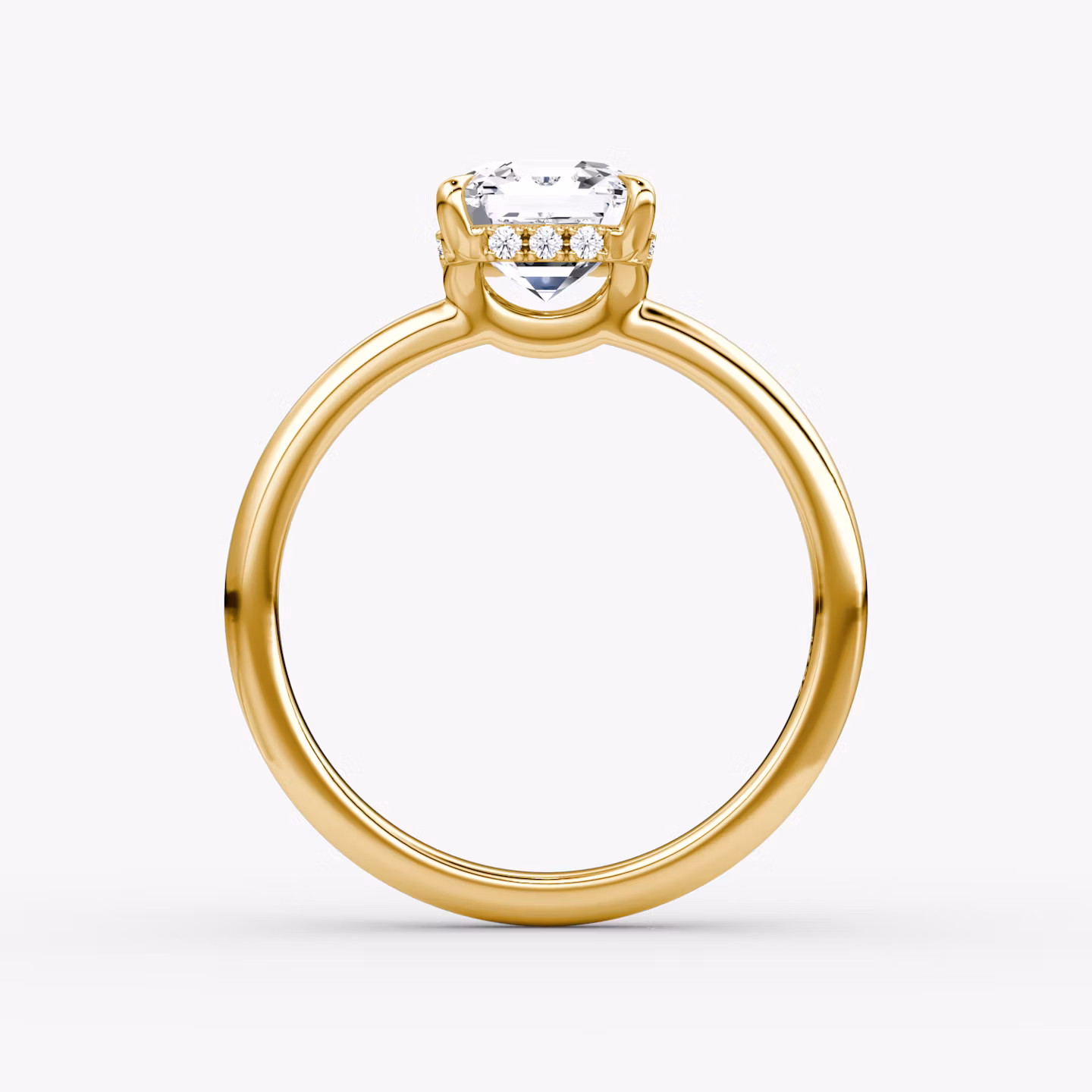 The Signature | Asscher | 18k | Yellow Gold | bandAccent: Plain | bandWidth: large | hiddenHalo: yes | diamondOrientation: vertical | caratWeight: other