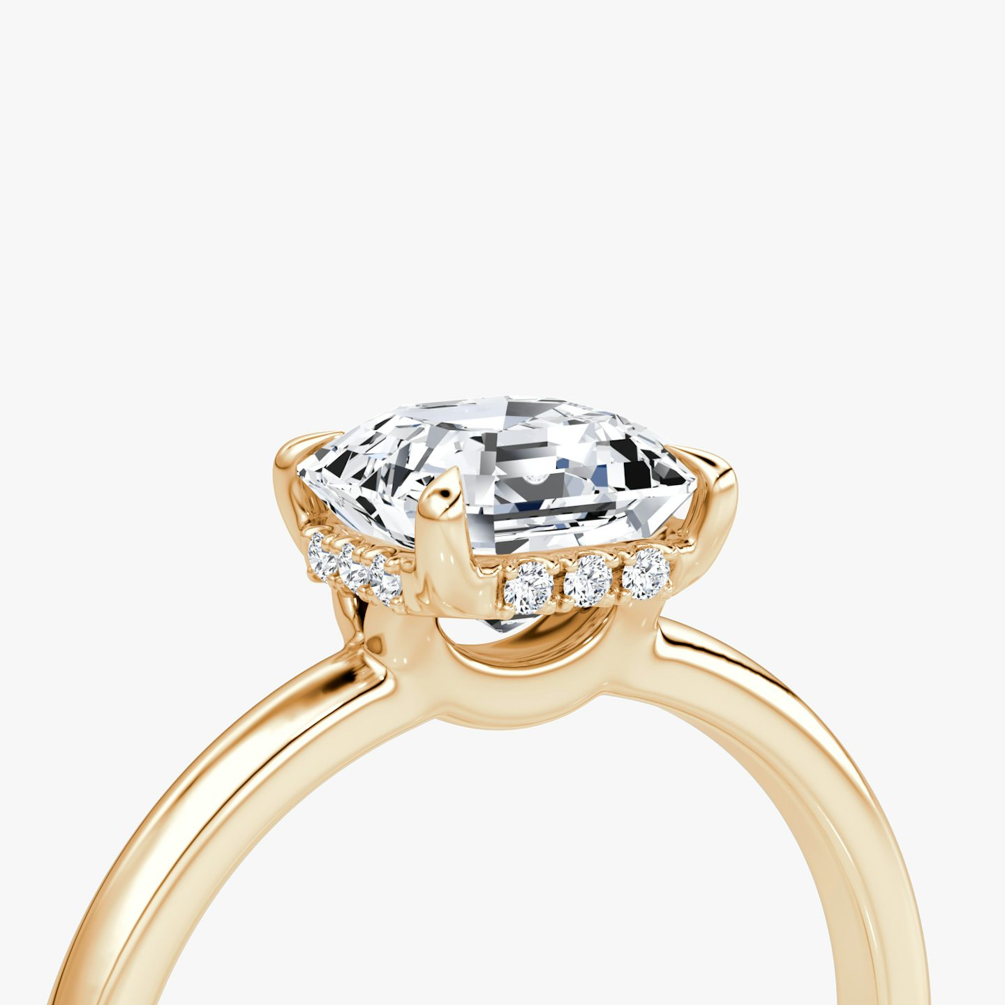 The Signature | Asscher | 14k | Rose Gold | bandAccent: Plain | bandWidth: large | hiddenHalo: yes | diamondOrientation: vertical | caratWeight: other