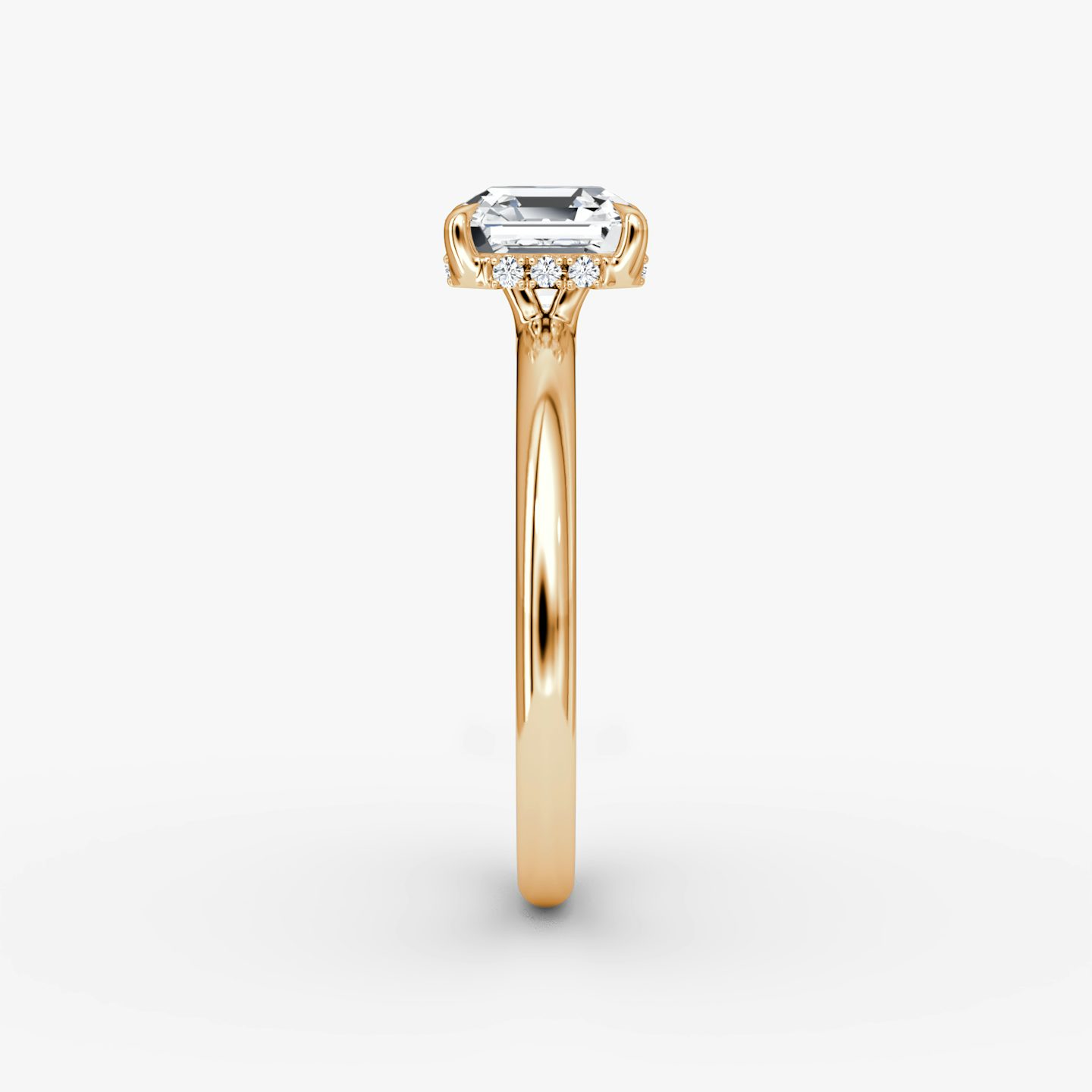 The Signature | Asscher | 14k | Rose Gold | bandAccent: Plain | bandWidth: large | hiddenHalo: yes | diamondOrientation: vertical | caratWeight: other