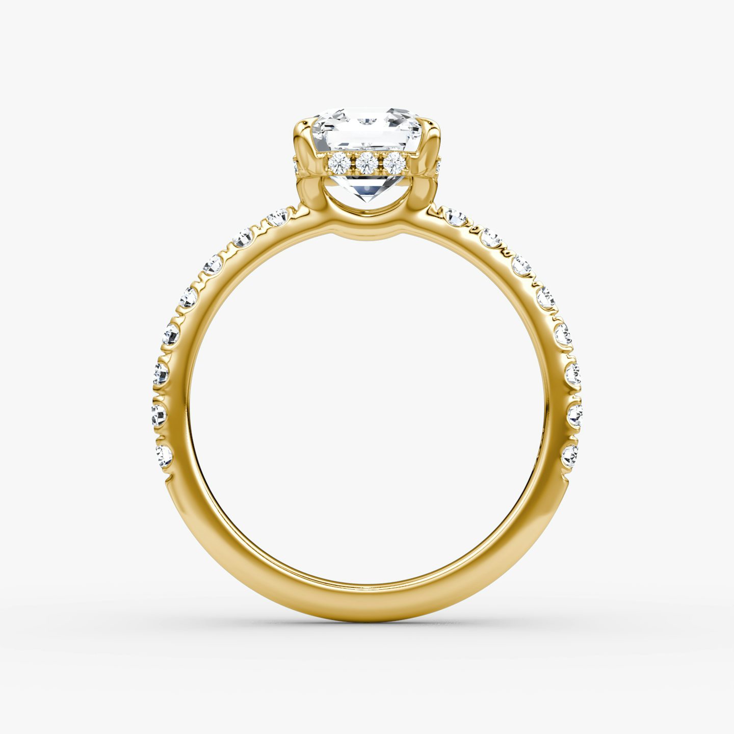 The Signature | Asscher | 18k | Yellow Gold | bandAccent: Pavé | bandWidth: large | hiddenHalo: yes | diamondOrientation: vertical | caratWeight: other