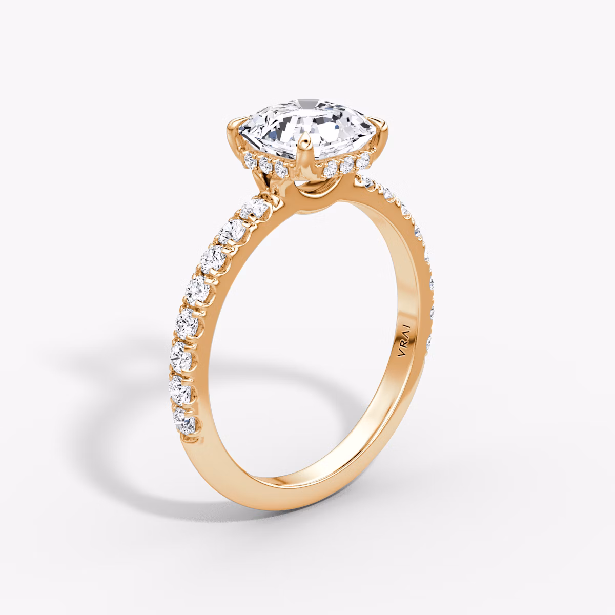 The Signature | Asscher | 14k | Rose Gold | bandAccent: Pavé | bandWidth: large | hiddenHalo: yes | diamondOrientation: horizontal | caratWeight: other