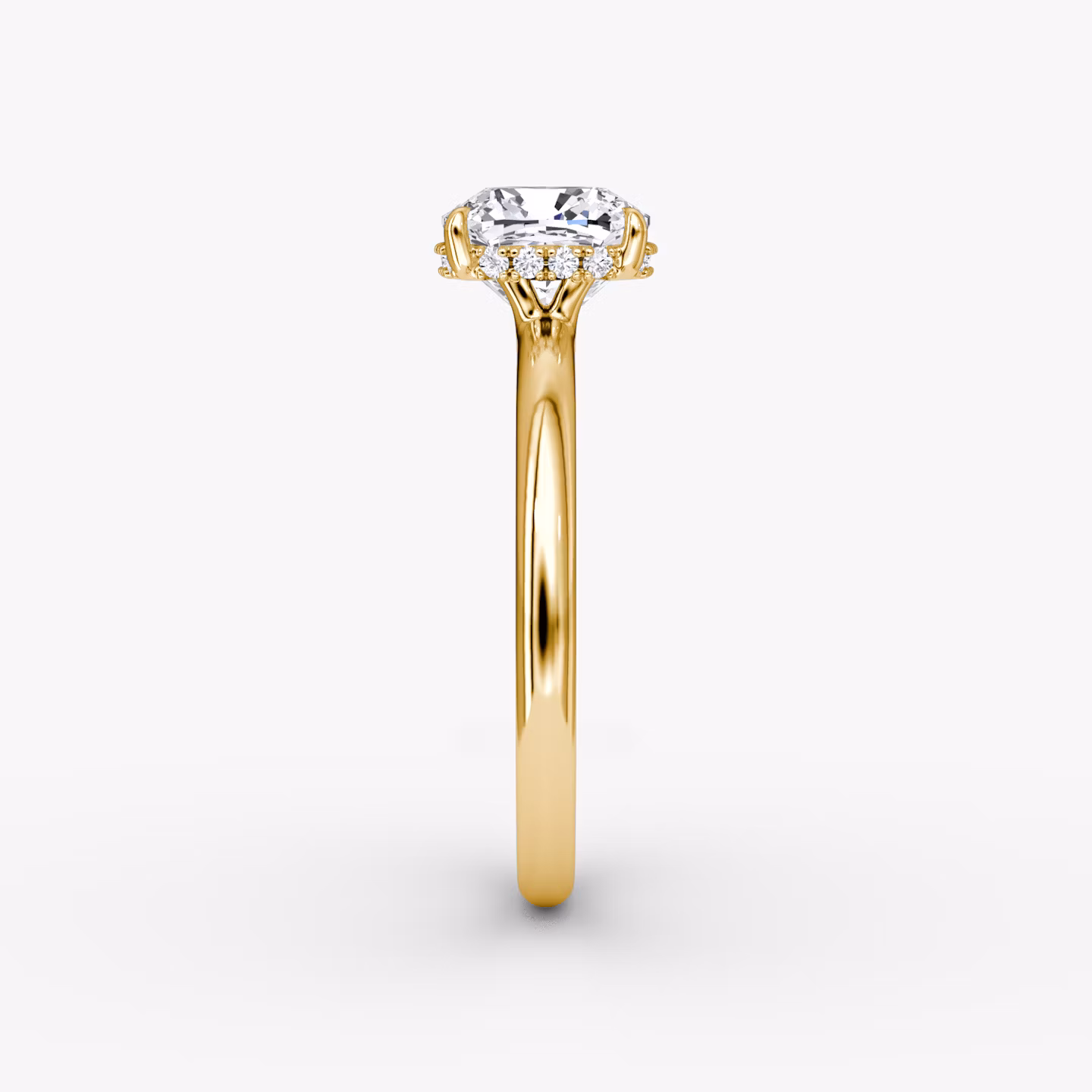 The Signature | Cushion | 18k | Yellow Gold | bandAccent: Plain | bandWidth: large | hiddenHalo: yes | diamondOrientation: vertical | caratWeight: other