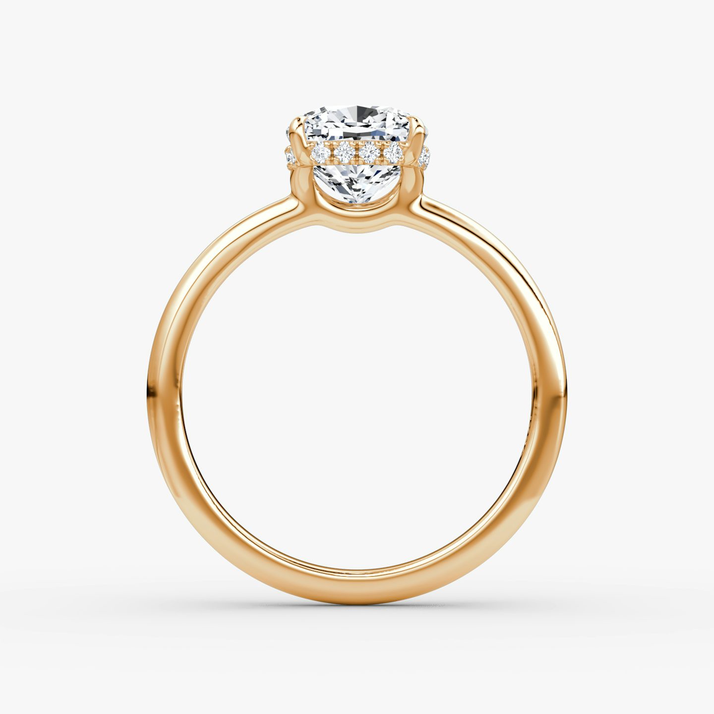 The Signature | Cushion | 14k | Rose Gold | bandAccent: Plain | bandWidth: large | hiddenHalo: yes | diamondOrientation: vertical | caratWeight: other