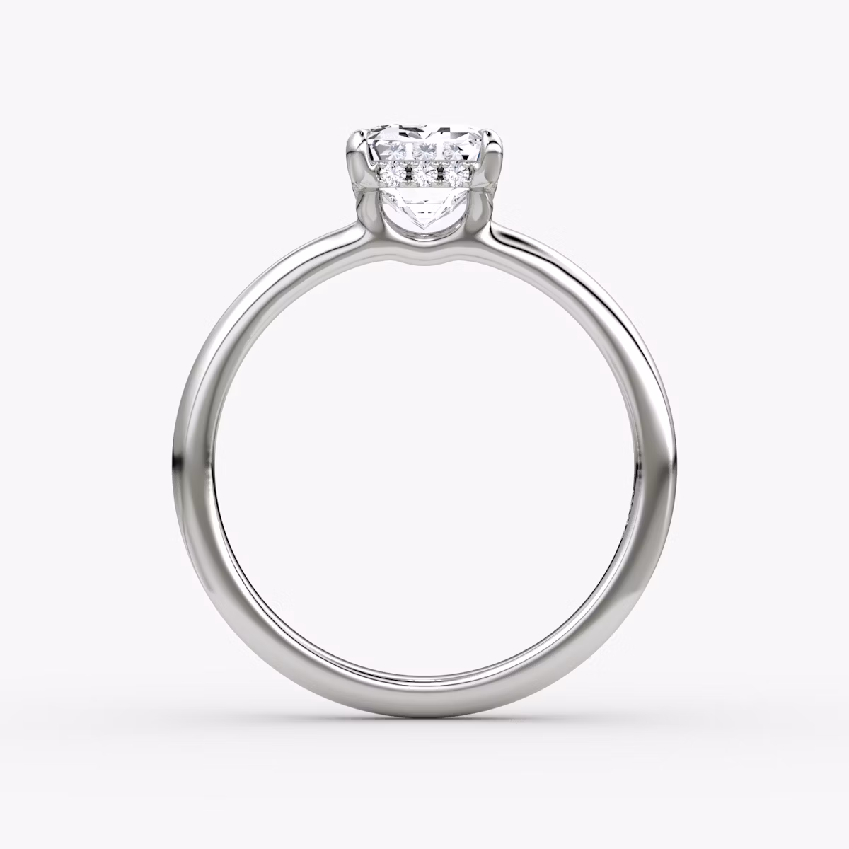 The Signature | Emerald | Platinum | bandAccent: Plain | bandWidth: large | hiddenHalo: yes | diamondOrientation: vertical | caratWeight: other